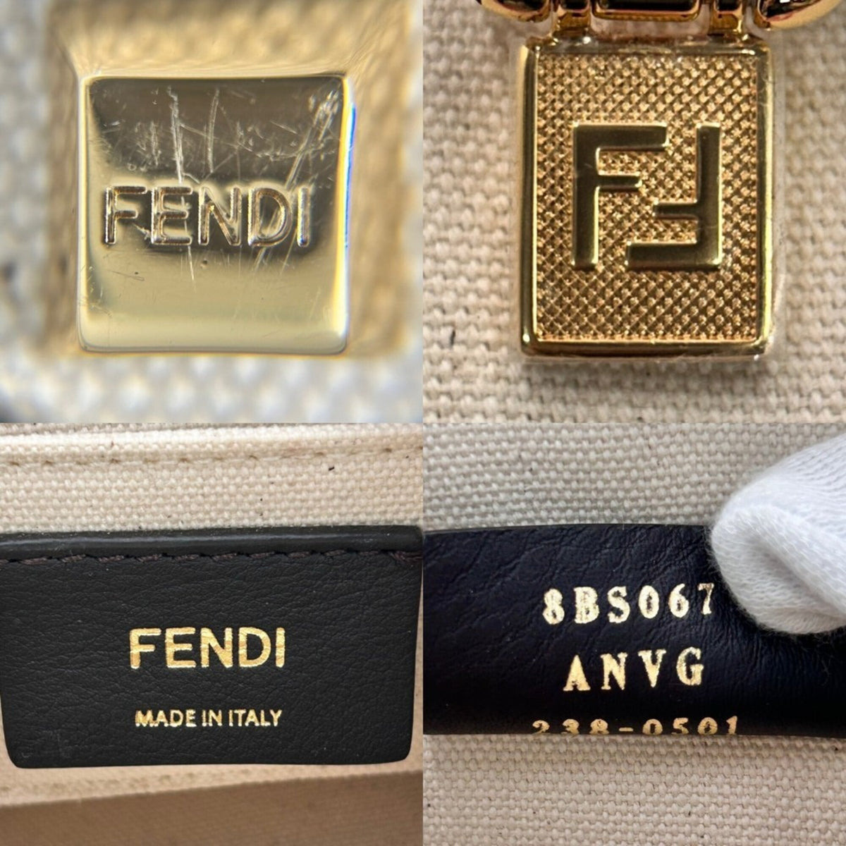Fendi Ivory Pink Canvas Leather Handbag Shoulder Bag (Pre-Owned)