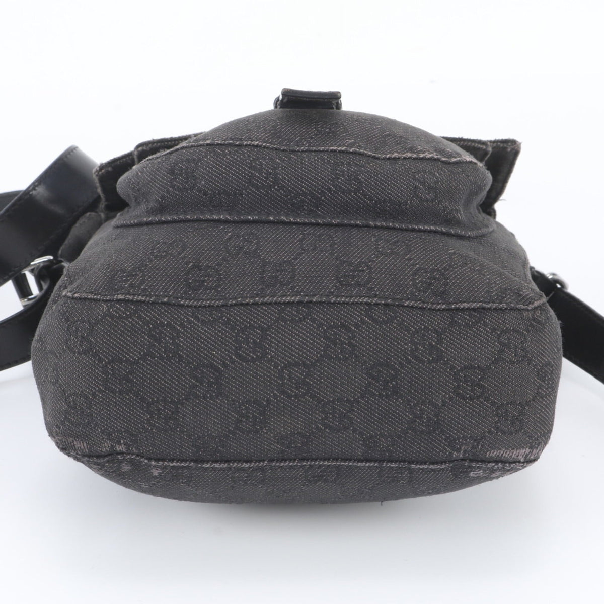 Gucci Black Leather Canvas Crossbody Bag Shoulder Bag (Pre-Owned)