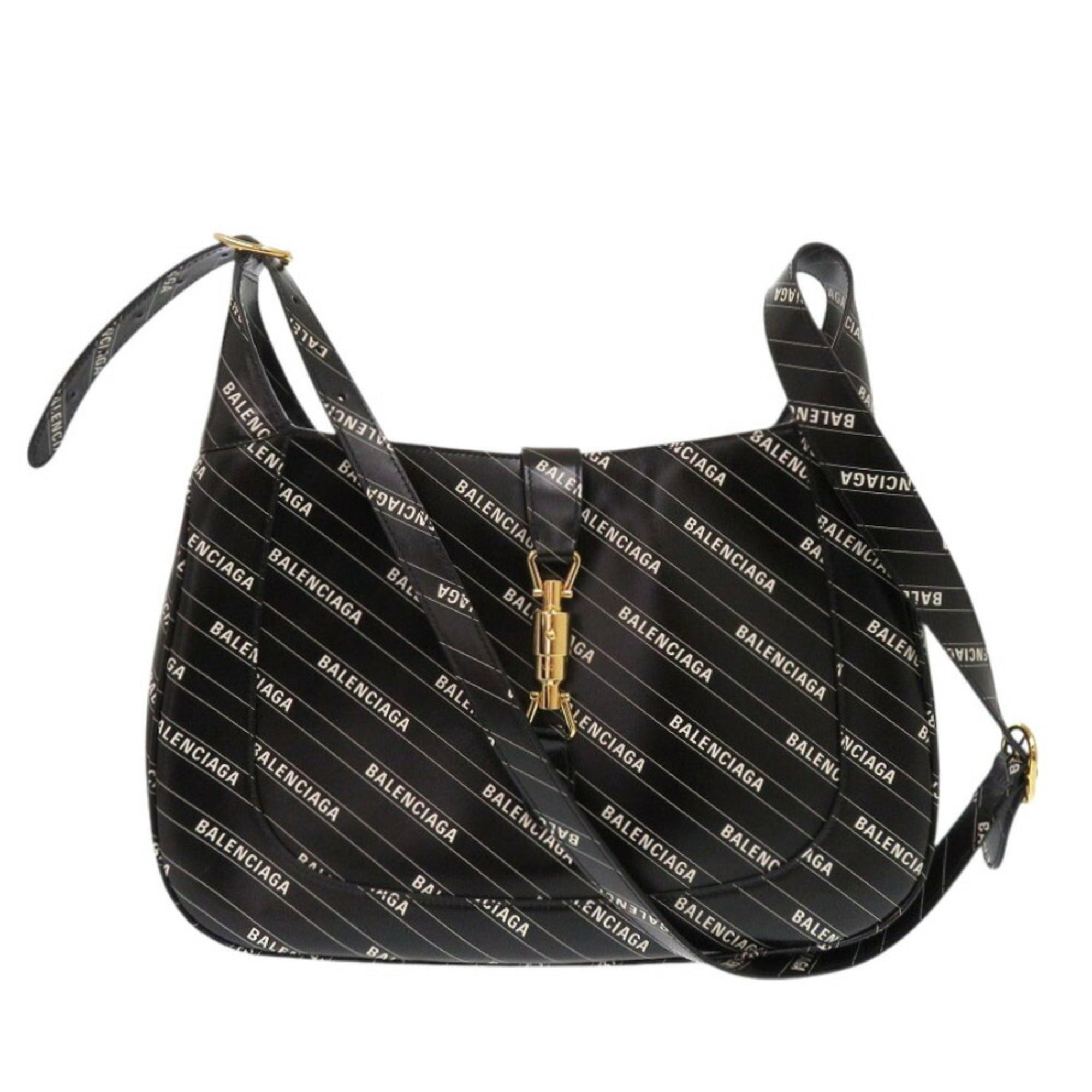 Gucci Black White Leather Shoulder Bag (Pre-Owned)