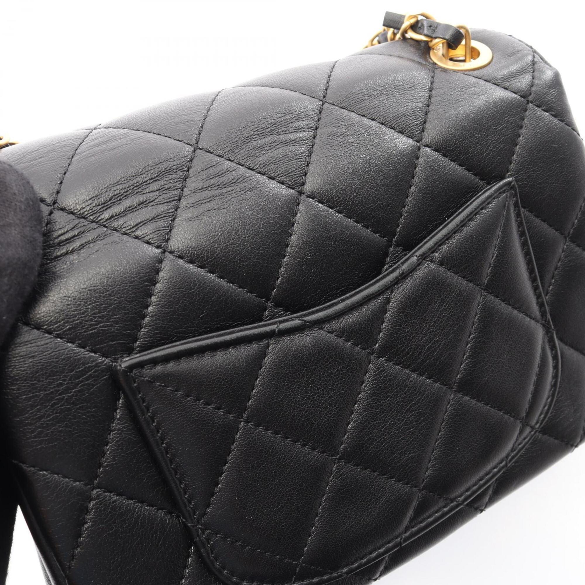 Chanel Black Leather Handbag Shoulder Bag (Pre-Owned)