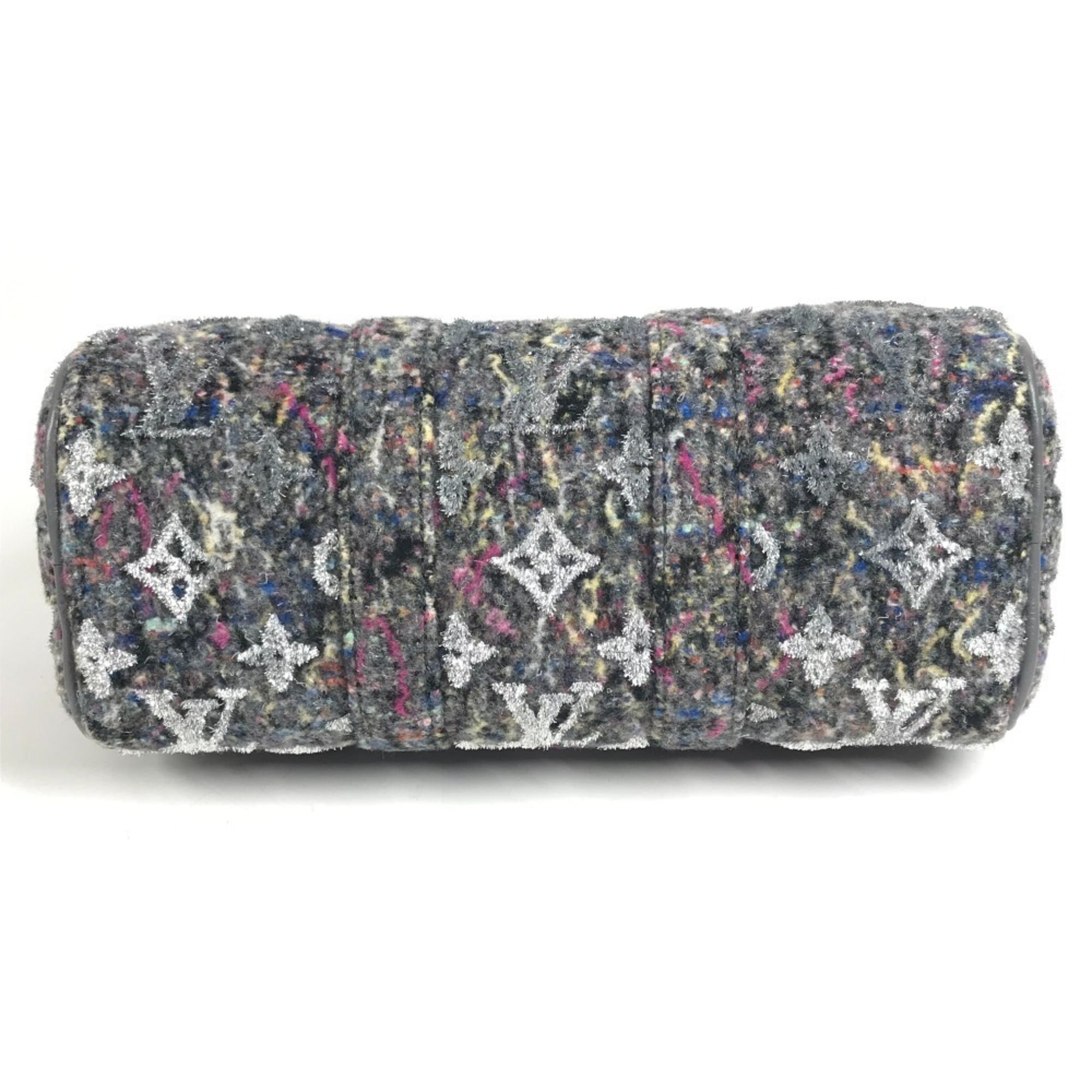 Louis Vuitton Gray Tweed Leather Boston Bag Handbag Shoulder Bag (Pre-Owned)