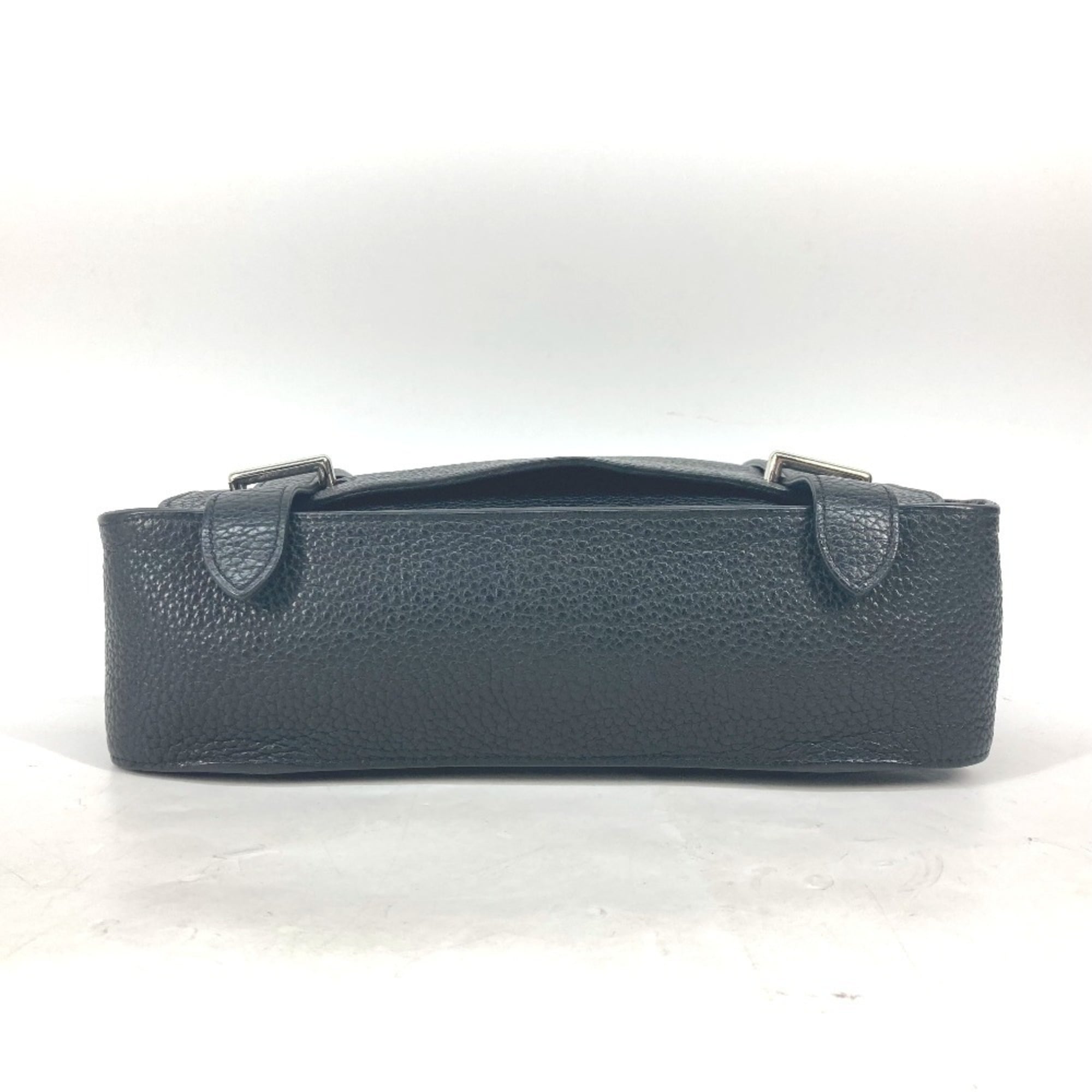 Hermes Black Blue Taurillon Clemence Leather Messenger Bag Shoulder Bag (Pre-Owned)
