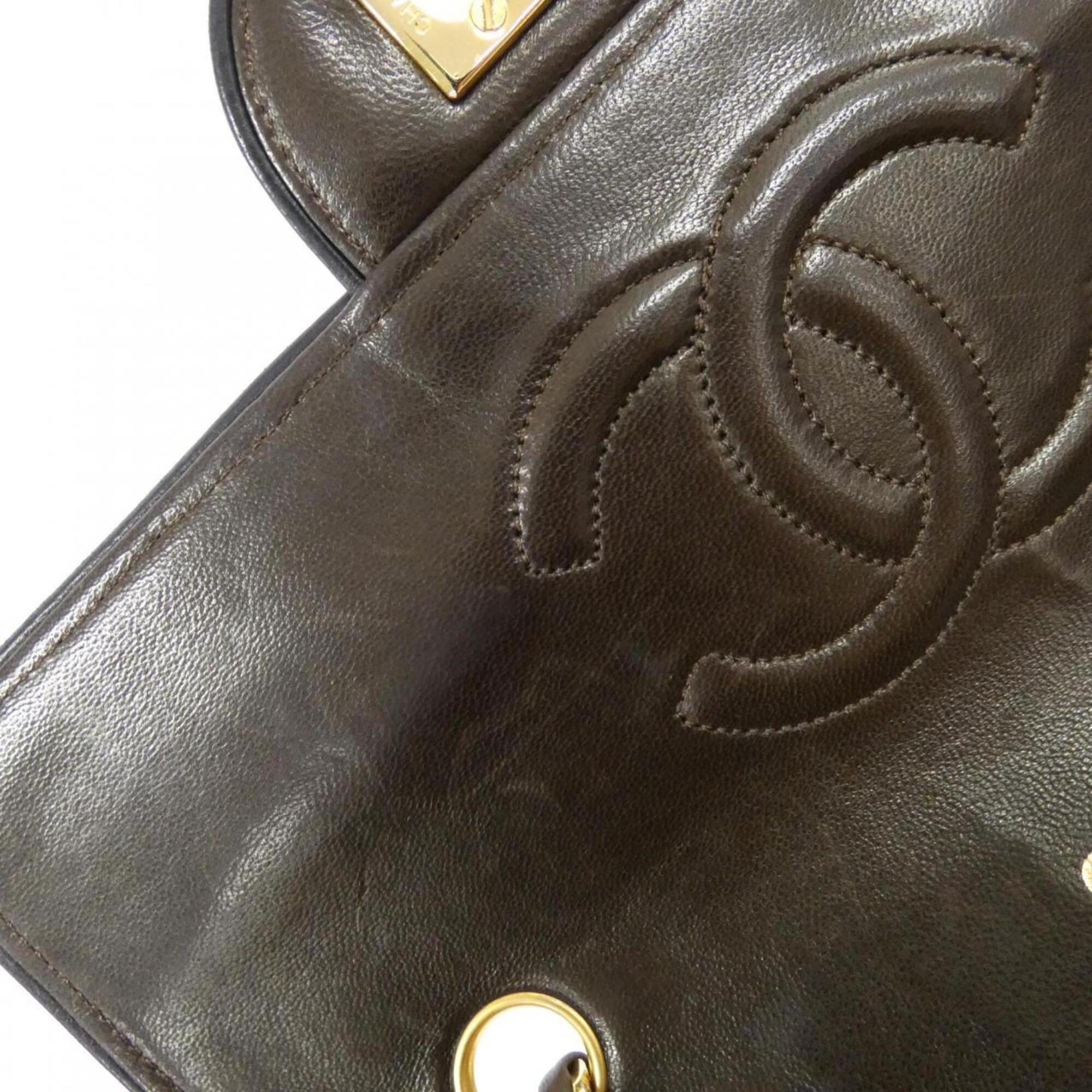 Chanel Black Brown Leather Shoulder Bag (Pre-Owned)