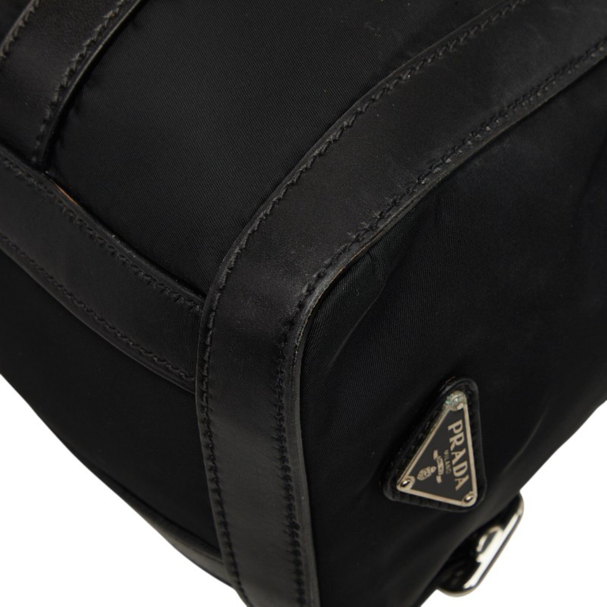 Prada Black Nylon Leather Shoulder Bag (Pre-Owned)