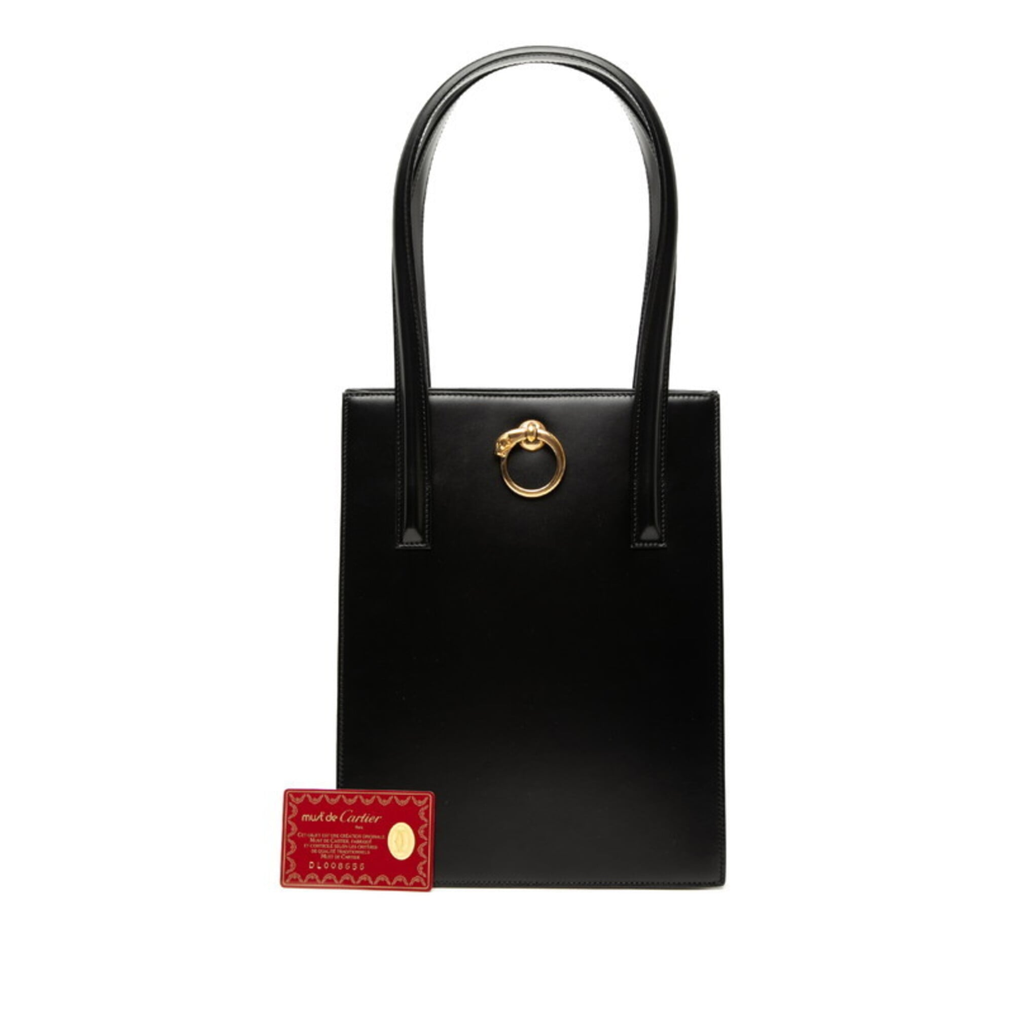 Cartier Black Leather Handbag Tote Bag (Pre-Owned)