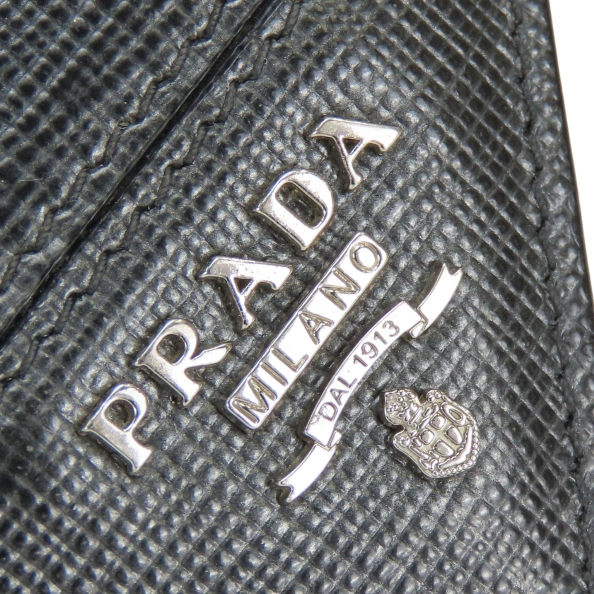 Prada Black Metallic Gray Leather Bill Wallet (Bi-Fold) (Pre-Owned)