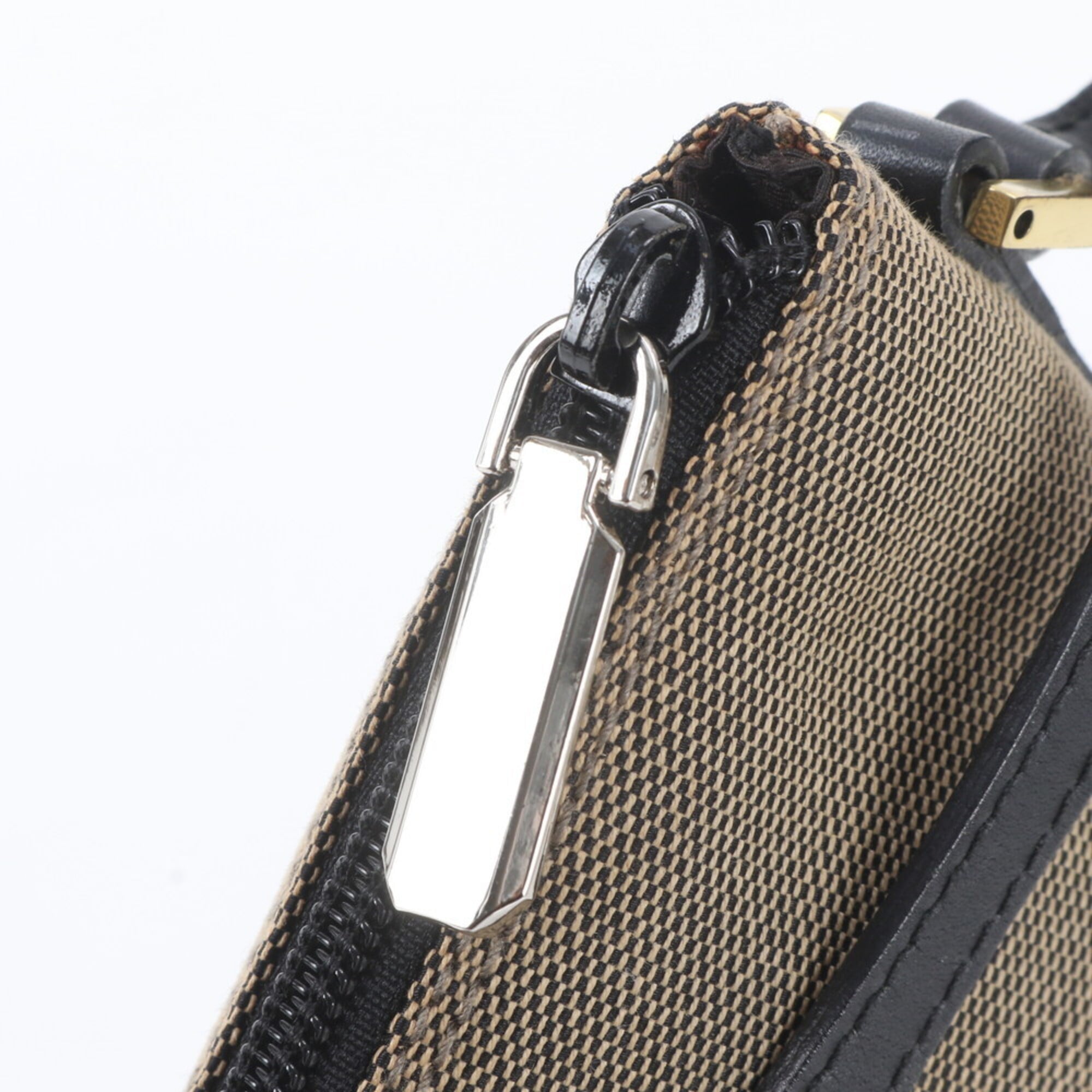 Gucci Black Brown Leather Canvas Handbag Shoulder Bag (Pre-Owned)