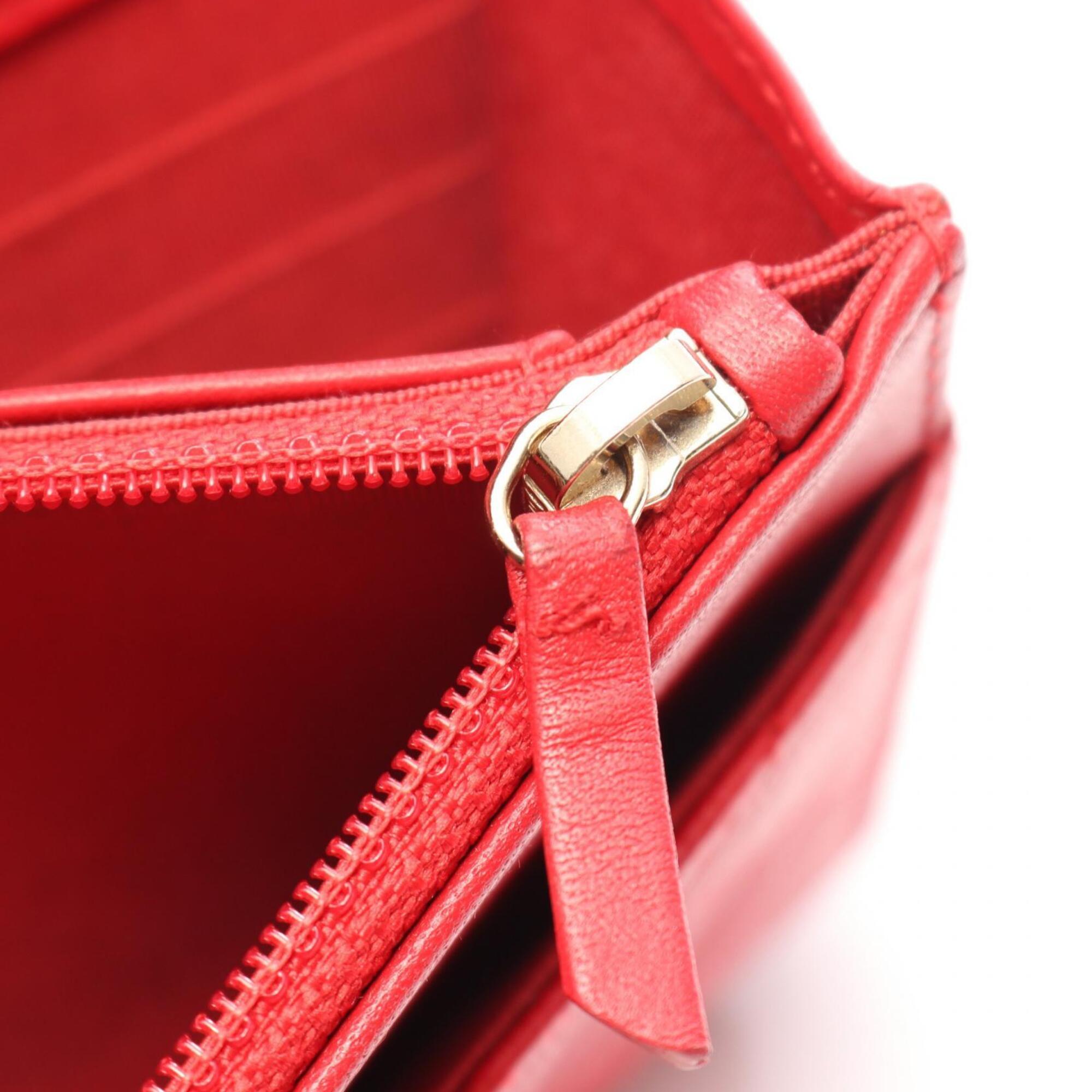 Chanel Red Color Grained Calfskin Handbag Shoulder Bag (Pre-Owned)