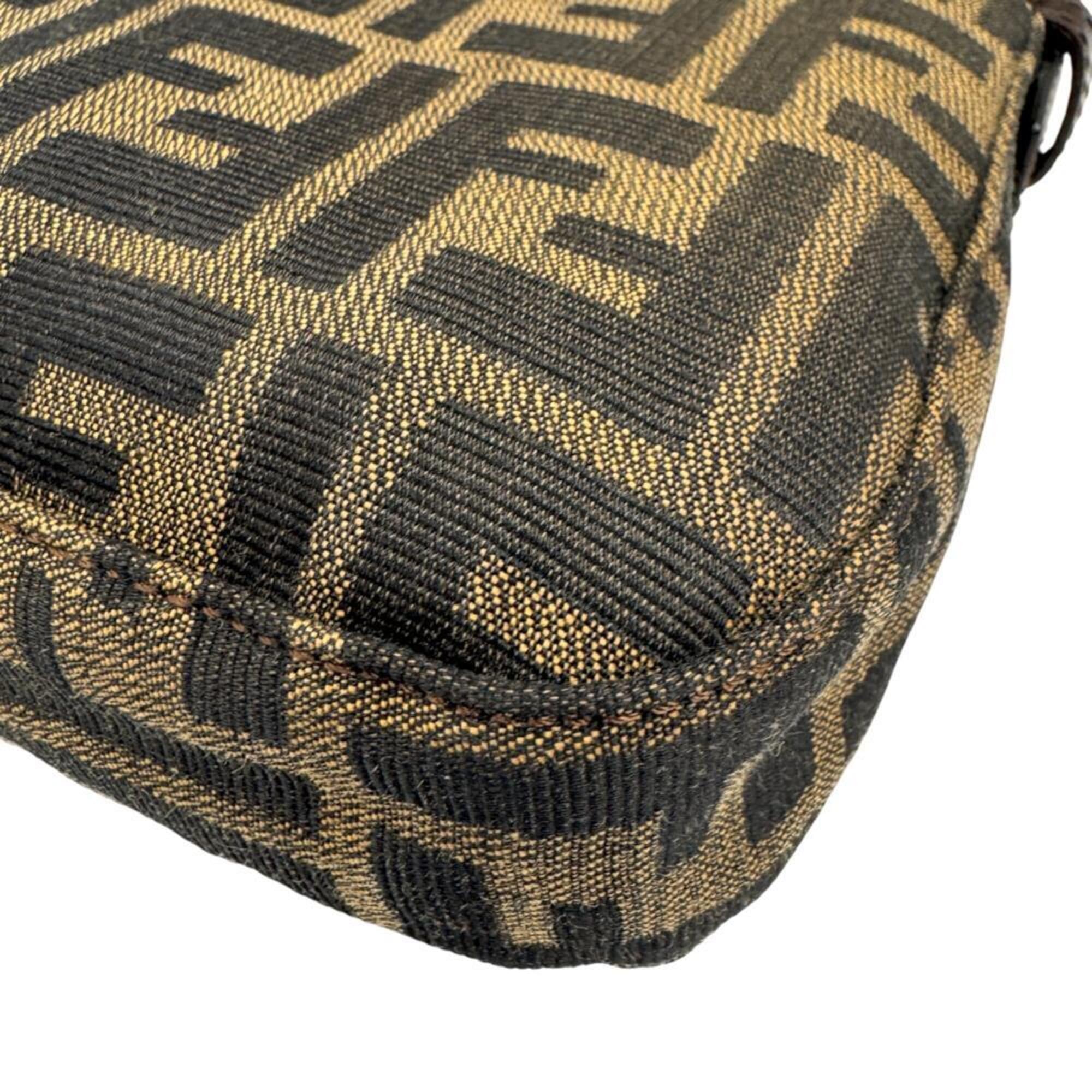 Fendi Brown Canvas Leather Handbag Pouch (Pre-Owned)