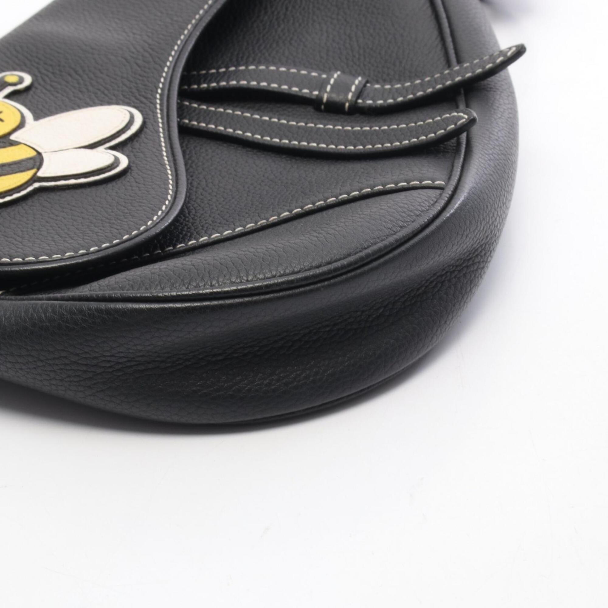 Christian Dior Black White Yellow Leather Fanny Pack Handbag Saddle Bag (Pre-Owned)