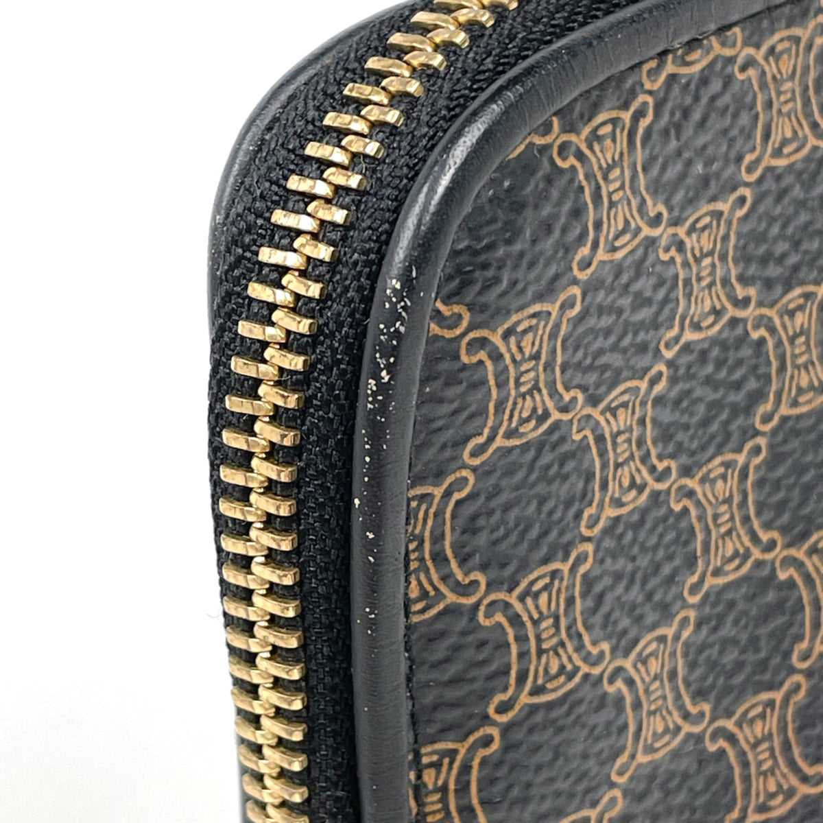 Celine Black Brown Coated Canvas Leather Pouch (Pre-Owned)