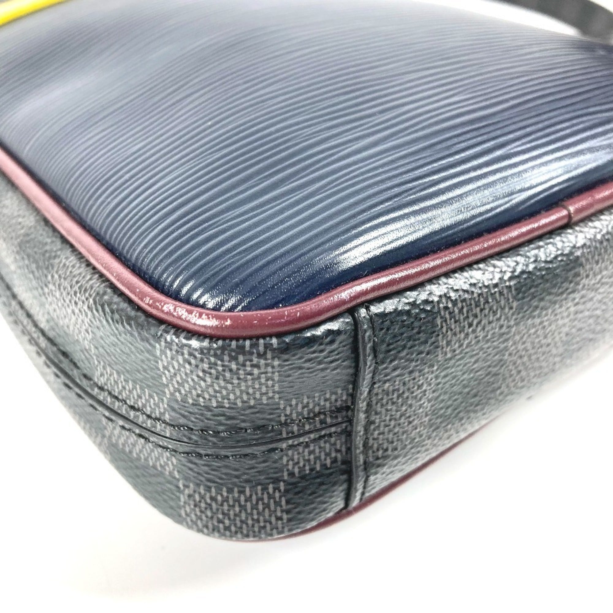 Louis Vuitton Galle Navy Yellow Damier Graphite Epi Leather Pochette Shoulder Bag (Pre-Owned)