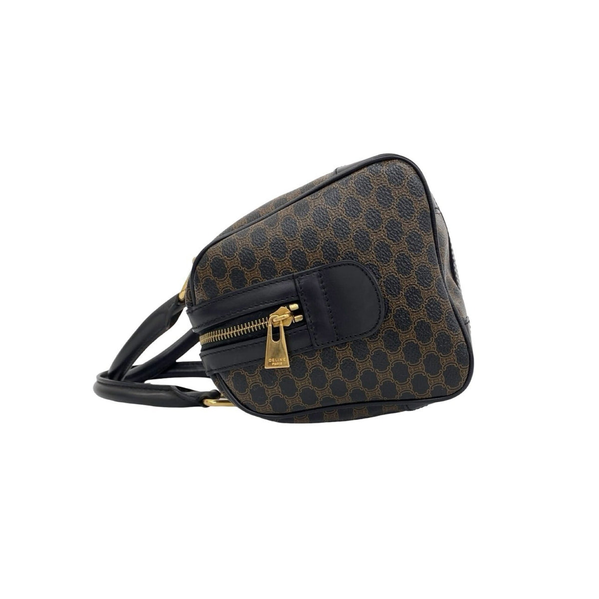 Celine Black Brown Leather Pvc Boston Bag Handbag (Pre-Owned)