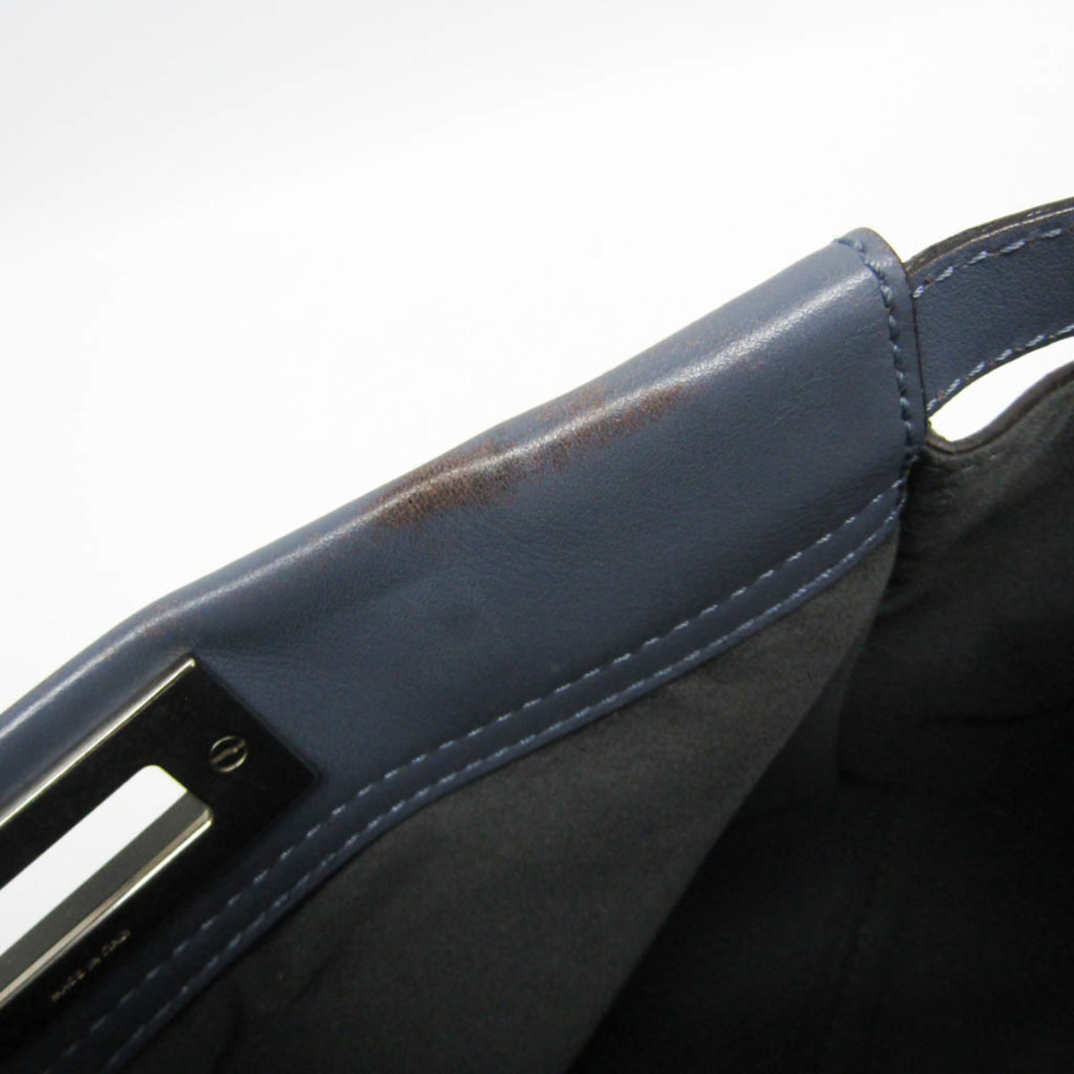Fendi Peekaboo Blue Leather Handbag Shoulder Bag (Pre-Owned)
