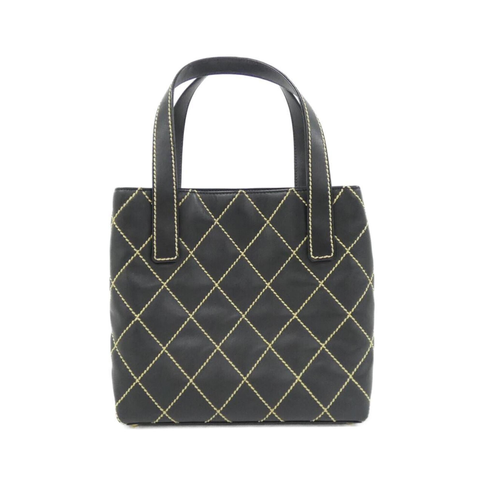 Chanel Beige Black Leather Handbag (Pre-Owned)