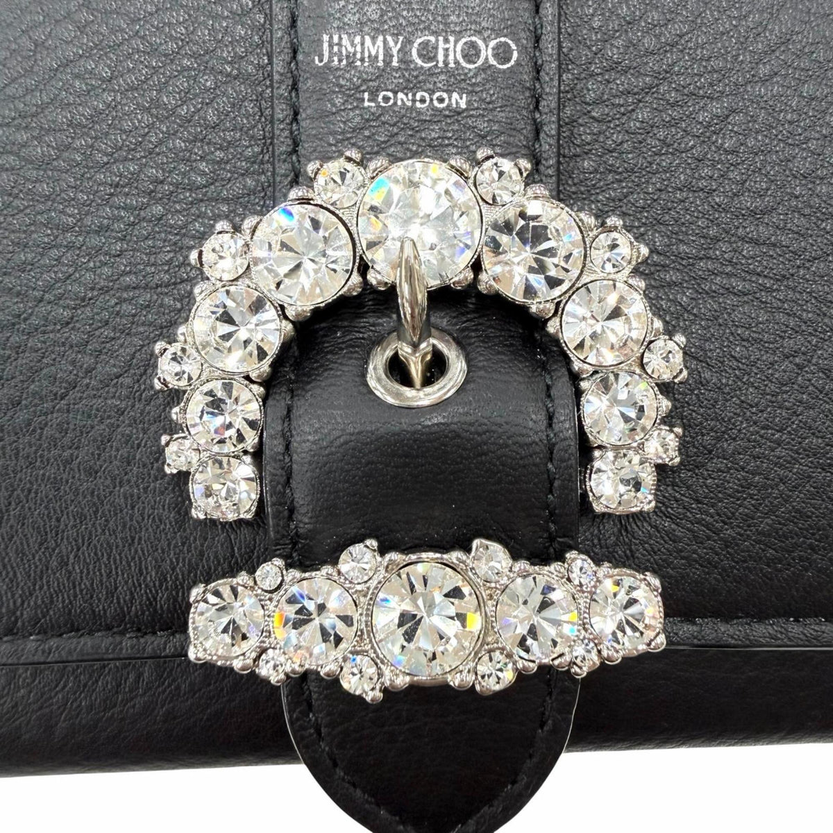 Jimmy Choo Black Leather Chain/Shoulder Wallet (Pre-Owned)