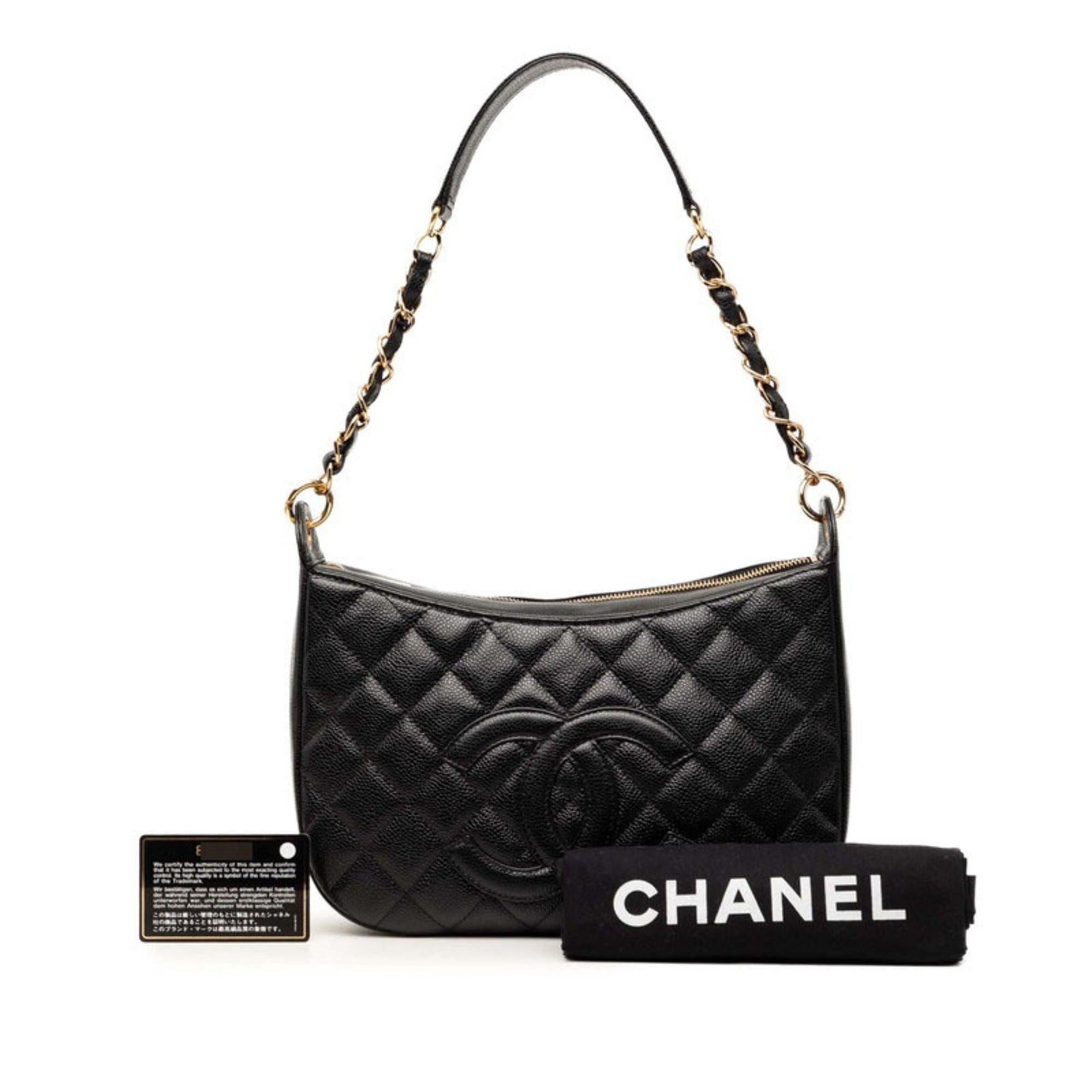 Chanel Black Grained Calfskin Shoulder Bag (Pre-Owned)