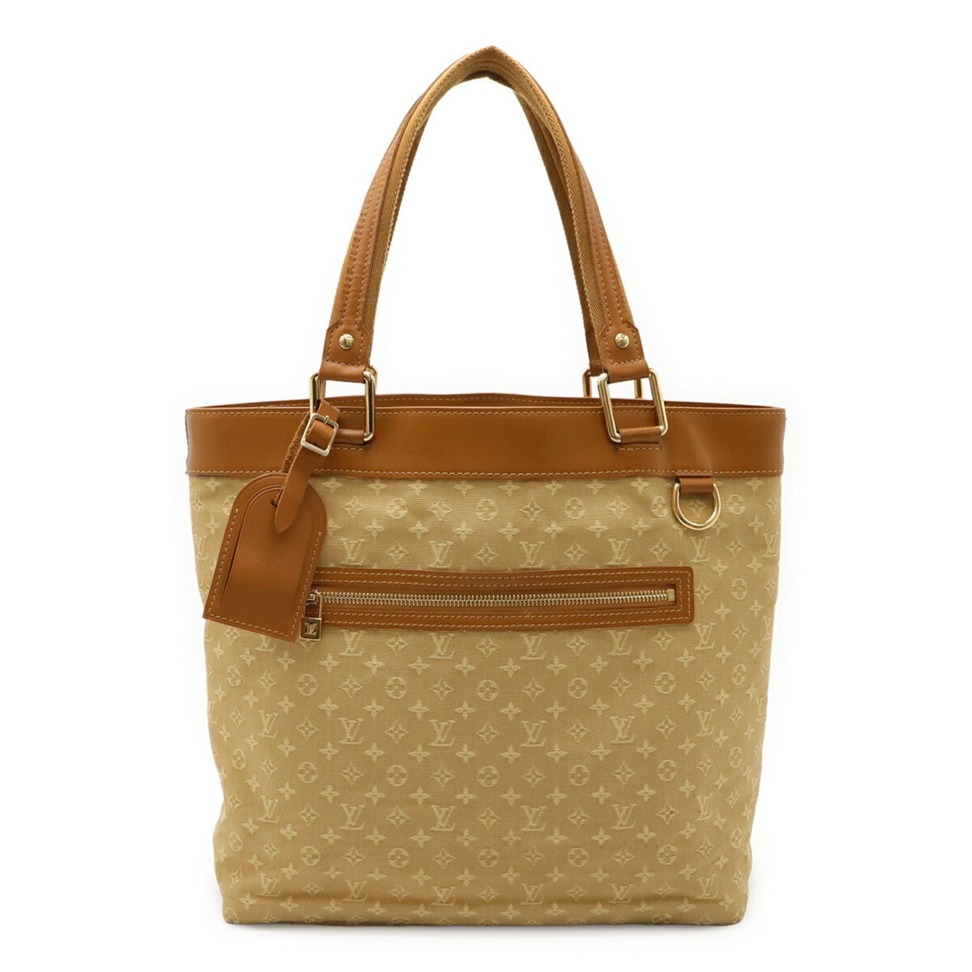Louis Vuitton Beige Canvas Leather Shoulder Bag Tote Bag (Pre-Owned)