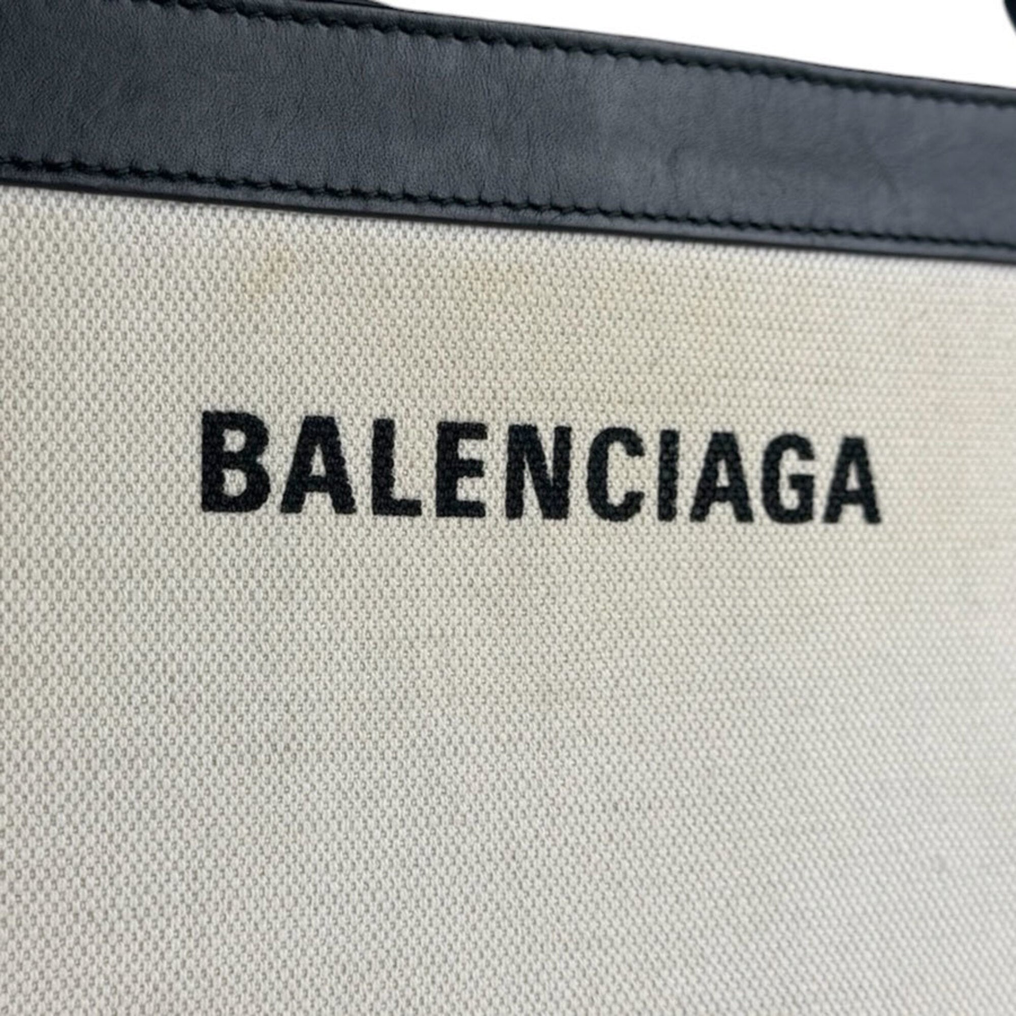 Balenciaga Black Ivory Canvas Leather Shoulder Bag (Pre-Owned)