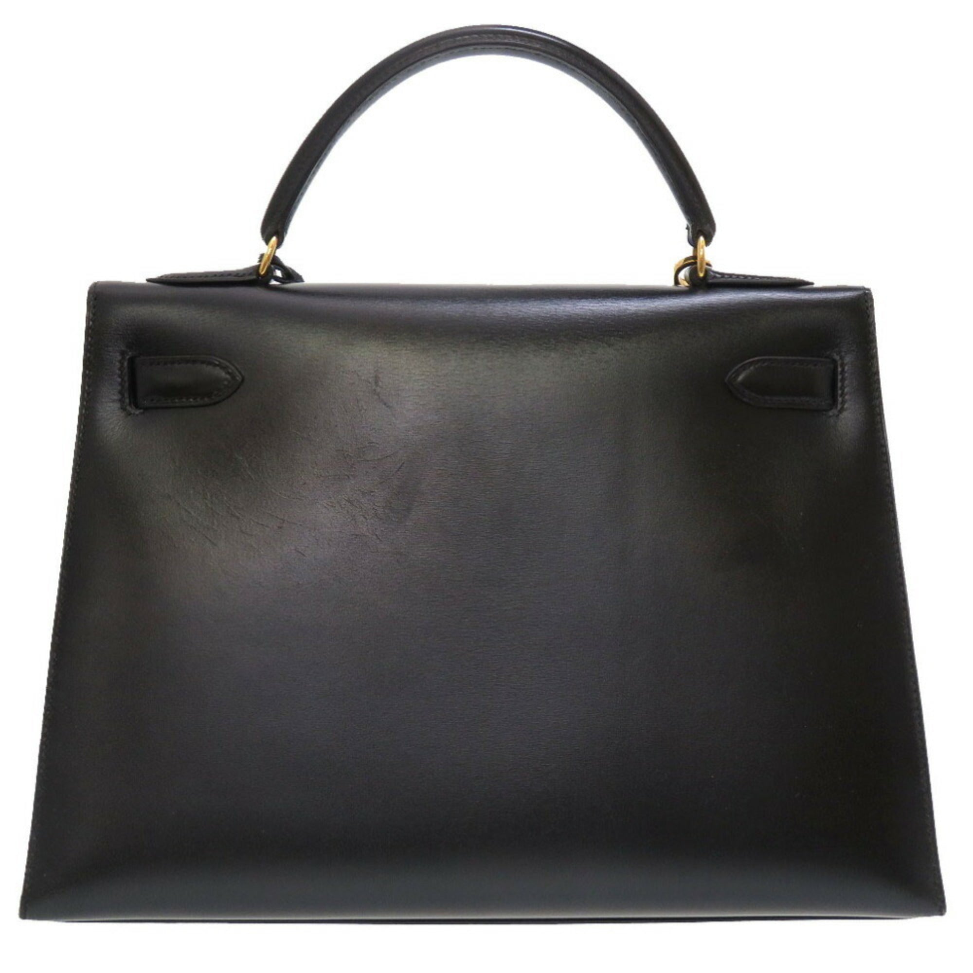 Hermes Black Box Calf Leather Handbag (Pre-Owned)