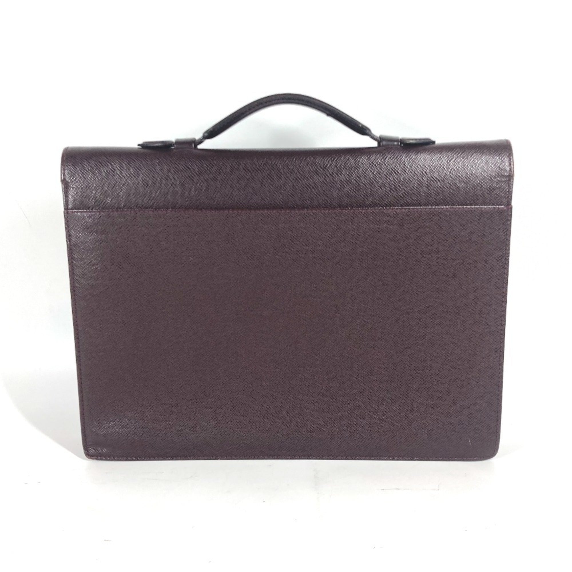 Louis Vuitton Acajou Red Color Wine Taiga Leather Leather Briefcase (Pre-Owned)