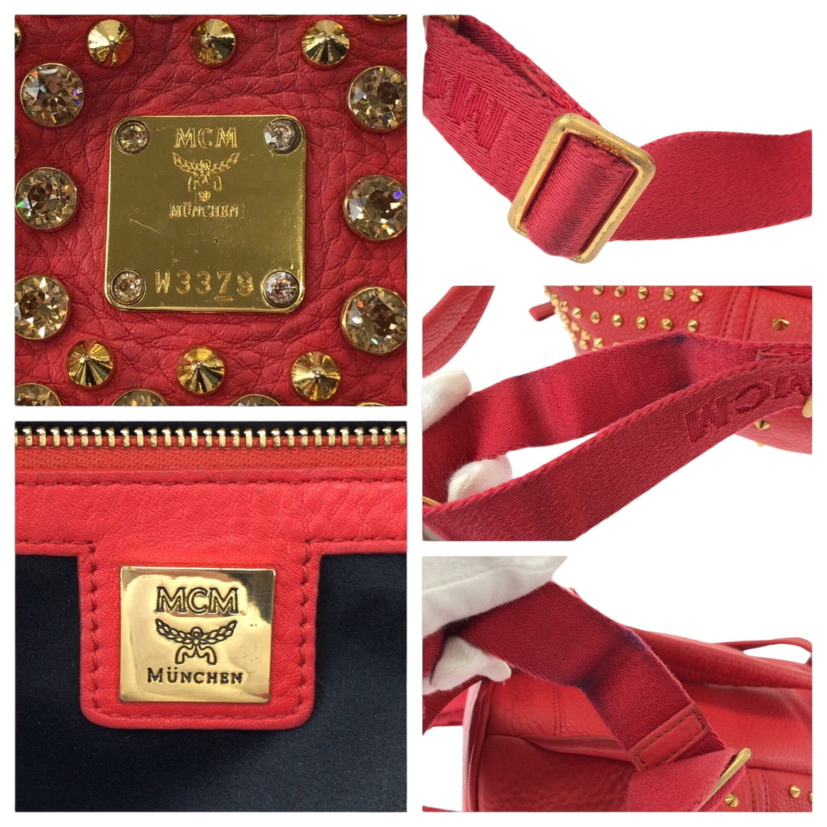 Mcm Red Color Leather Backpack (Pre-Owned)