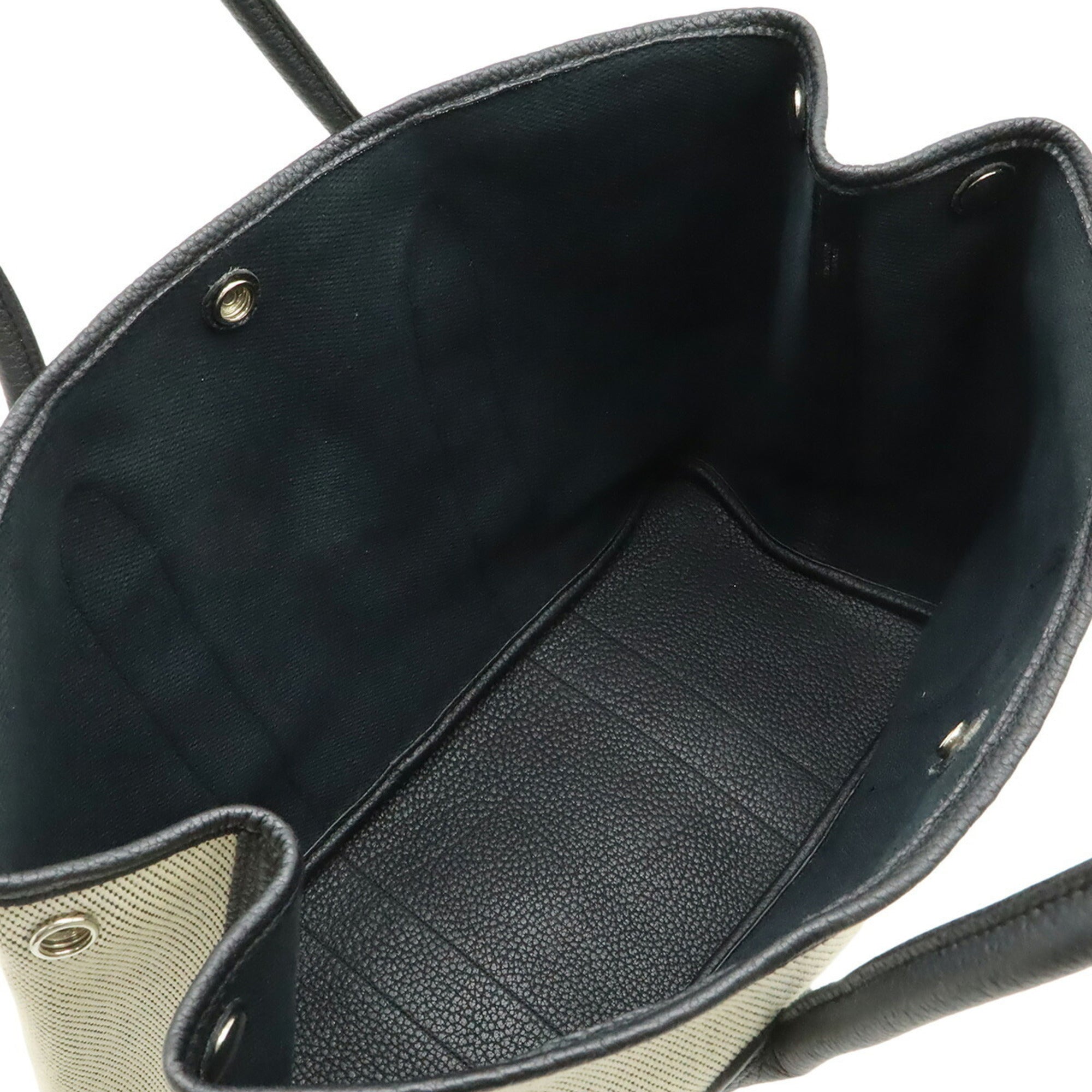 Hermes Black Off-White Canvas Handbag Tote Bag (Pre-Owned)