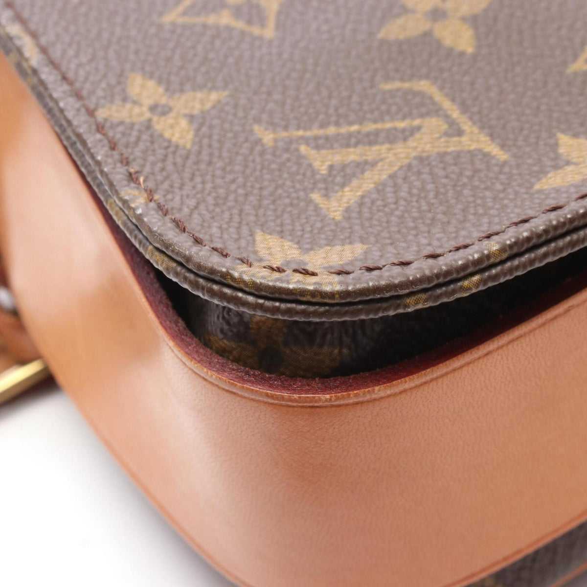 Louis Vuitton Brown Coated Canvas Leather Handbag Shoulder Bag (Pre-Owned)