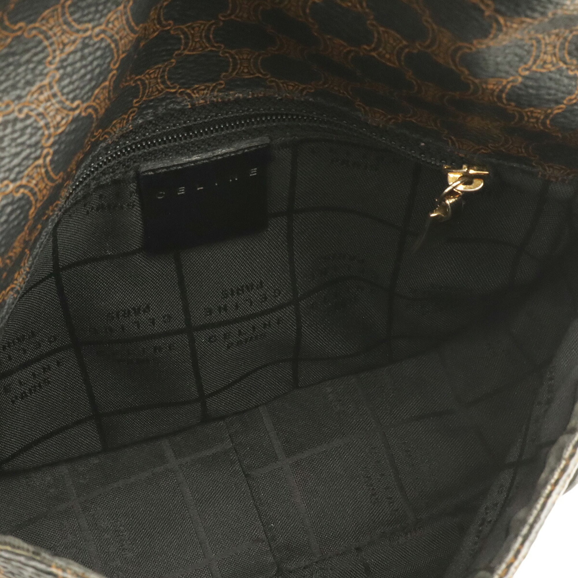 Celine Macadam Black Dark Brown Coated Canvas Pvc Leather Pochette Shoulder Bag (Pre-Owned)