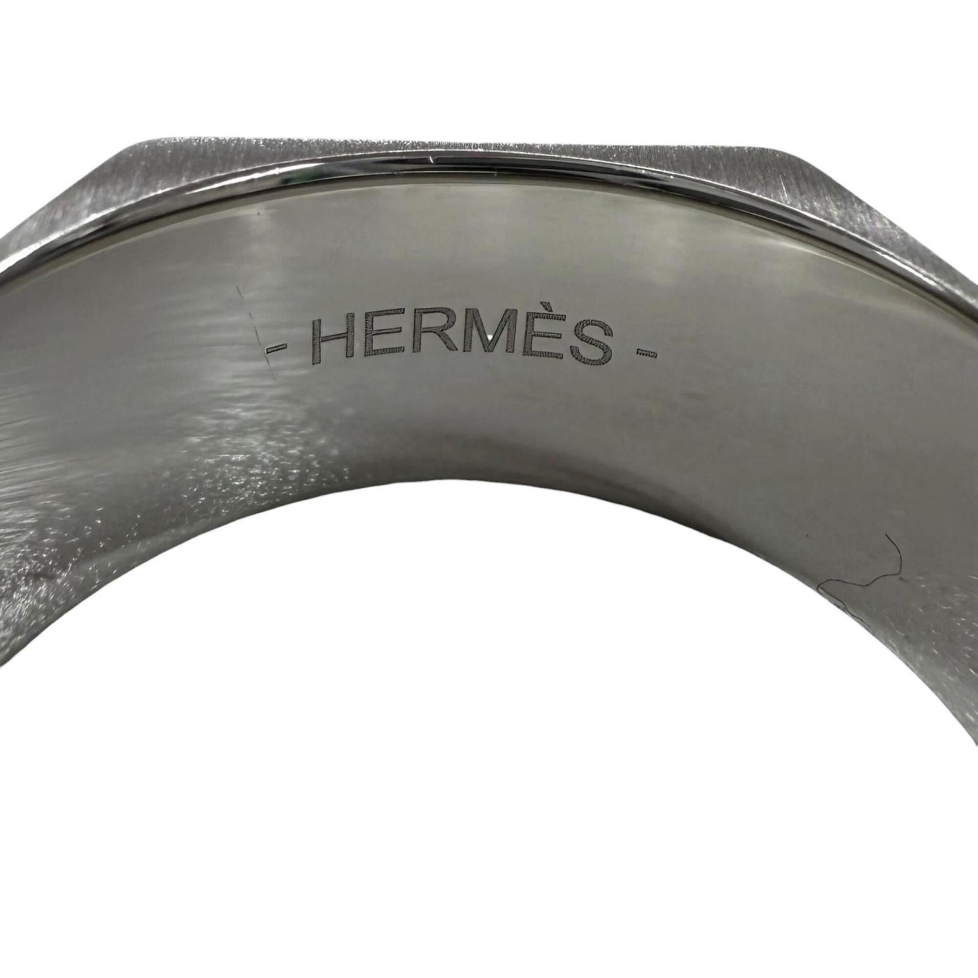Hermes Silver Stainless Steel Band Ring (Pre-Owned)
