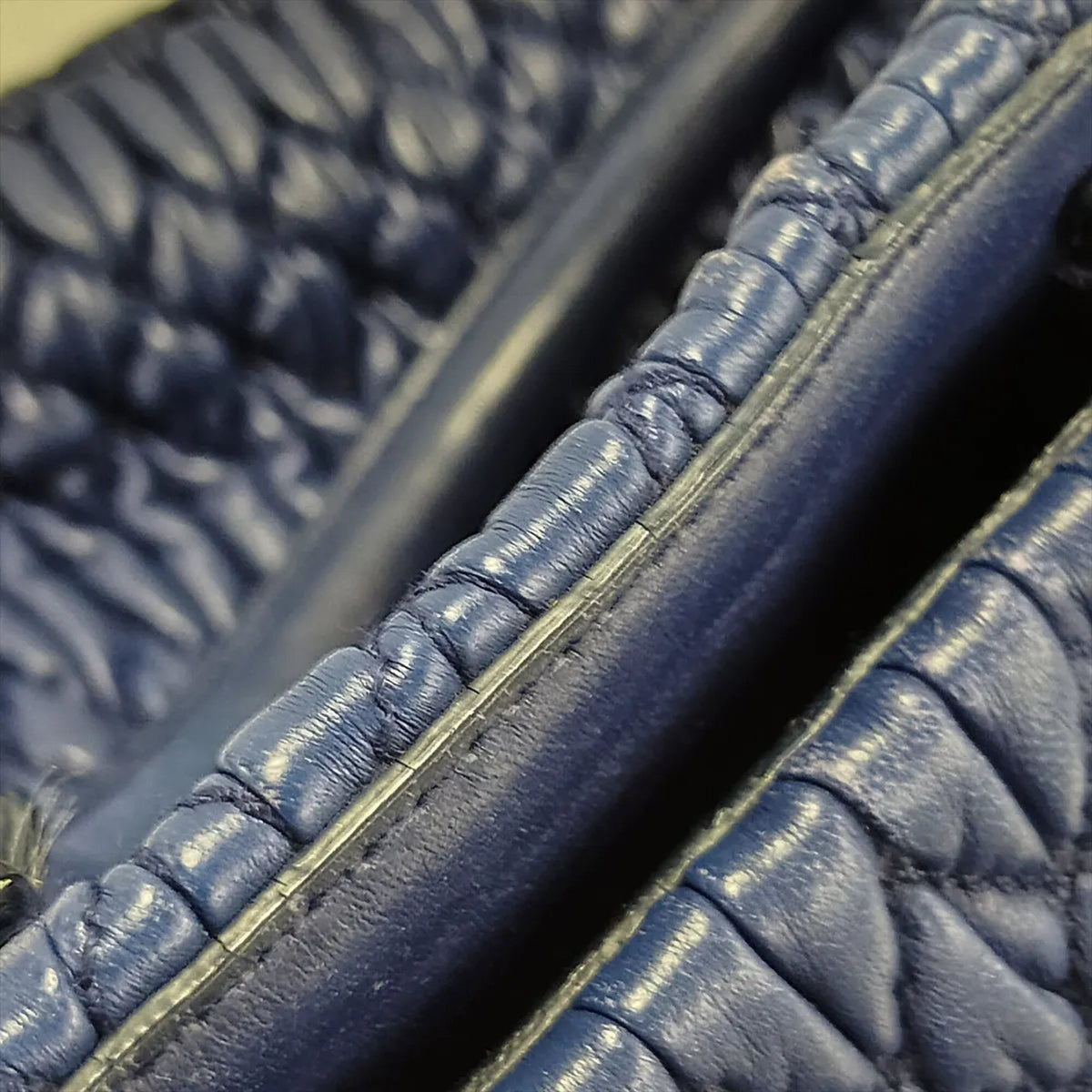 Miu Miu Matelasse Navy Leather Shoulder Bag (Pre-Owned)