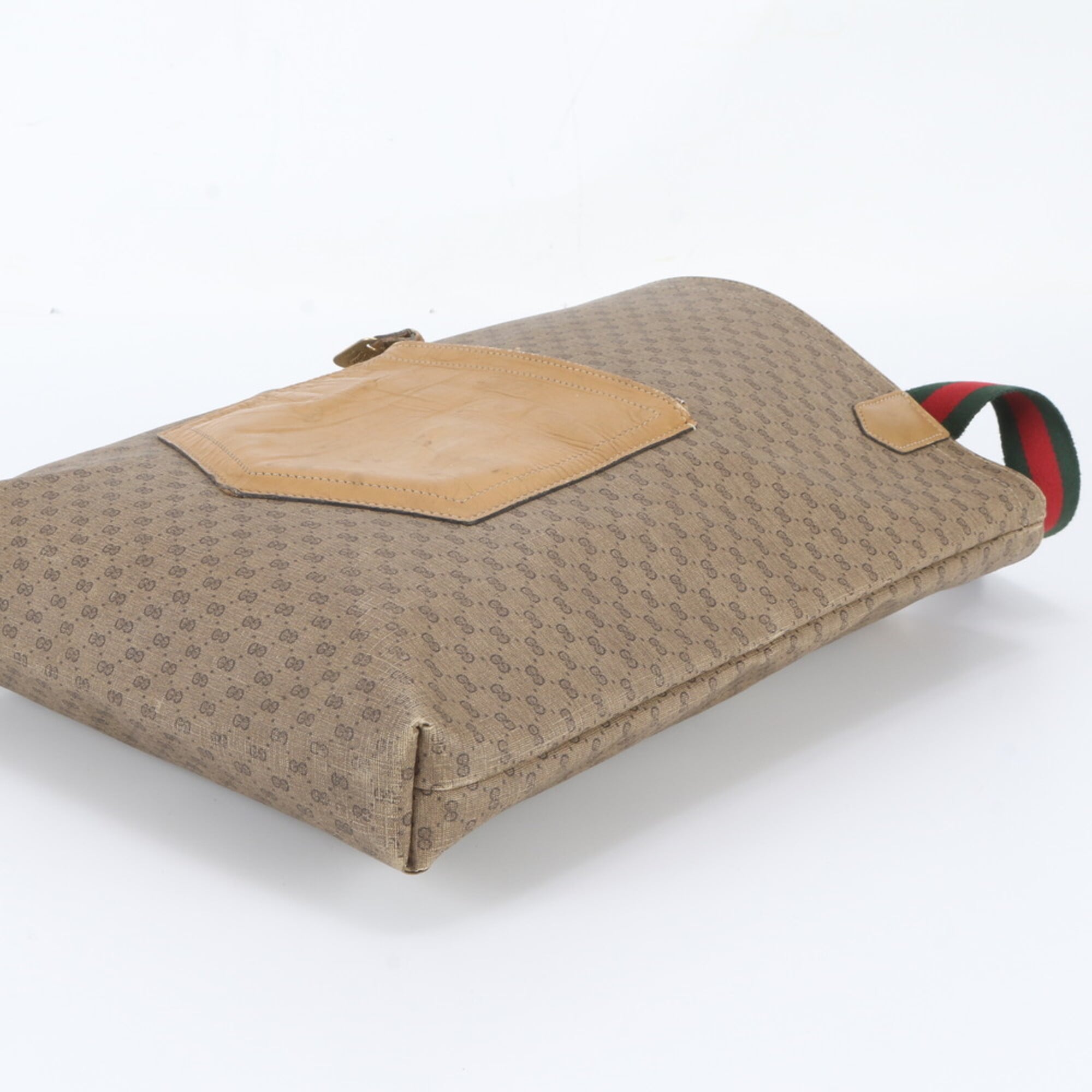 Gucci Brown Leather Coated Canvas Shoulder Bag Tote Bag (Pre-Owned)