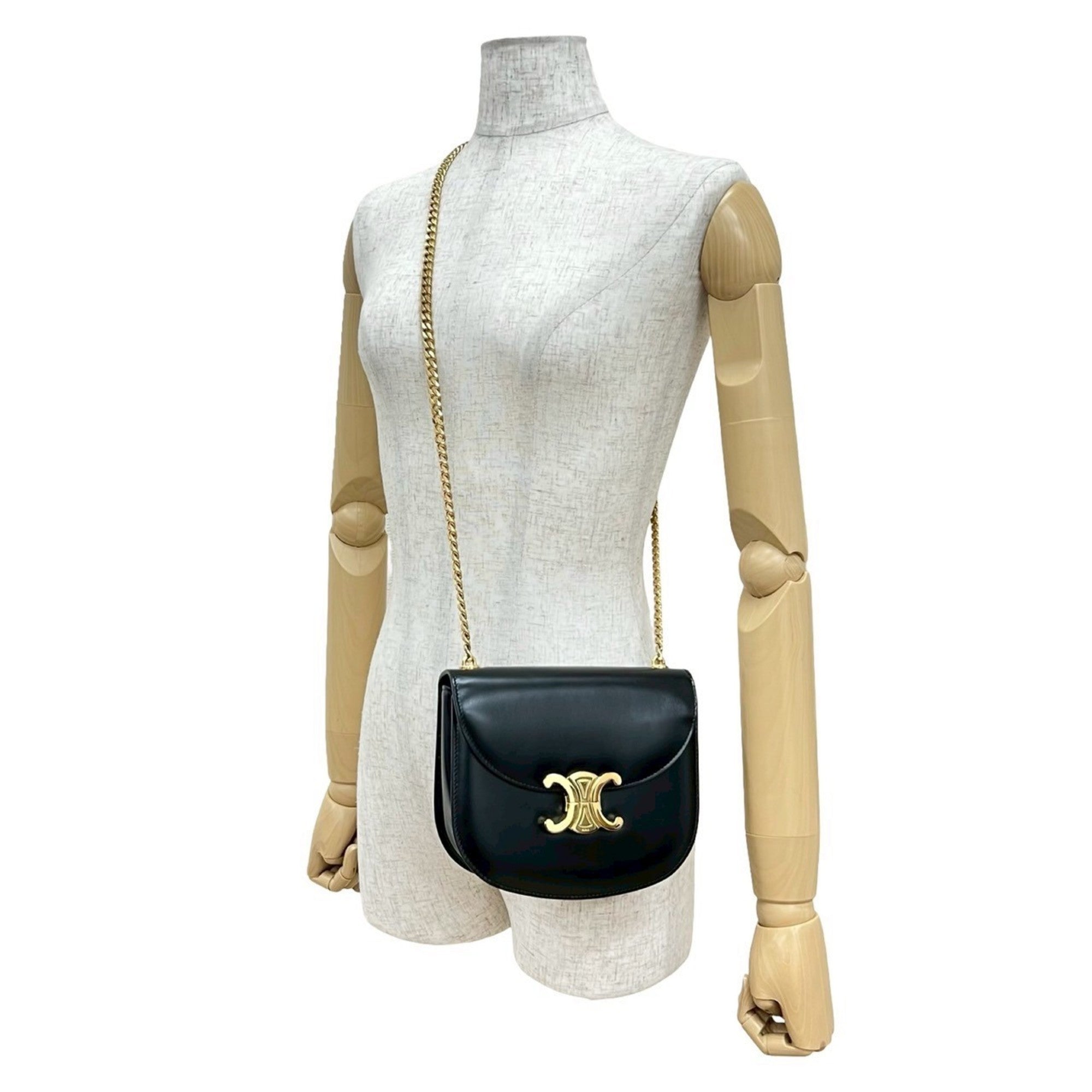 Celine Black Leather Pochette Shoulder Bag (Pre-Owned)