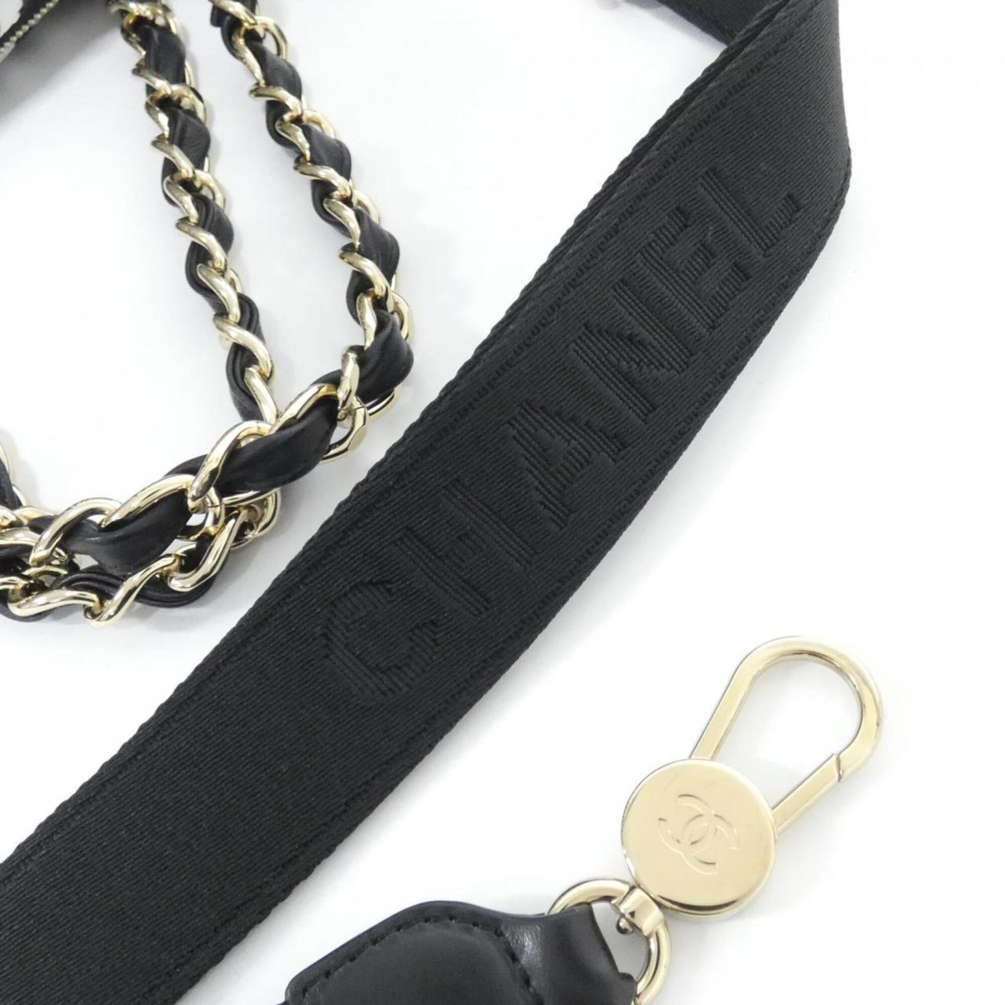 Chanel Black White Fabric Boston Bag (Pre-Owned)