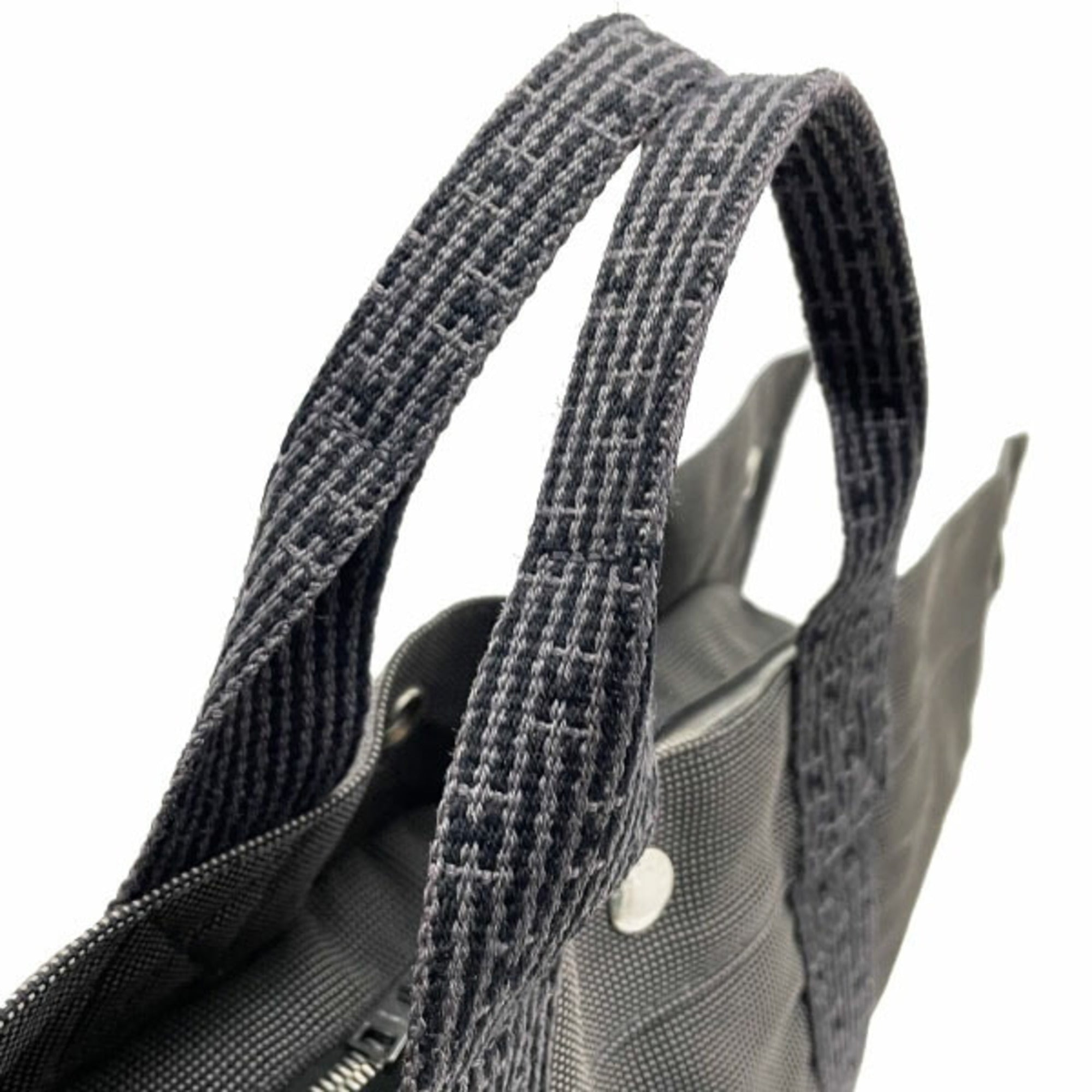 Hermes Her Line Gray Nylon Canvas Tote Bag (Pre-Owned)