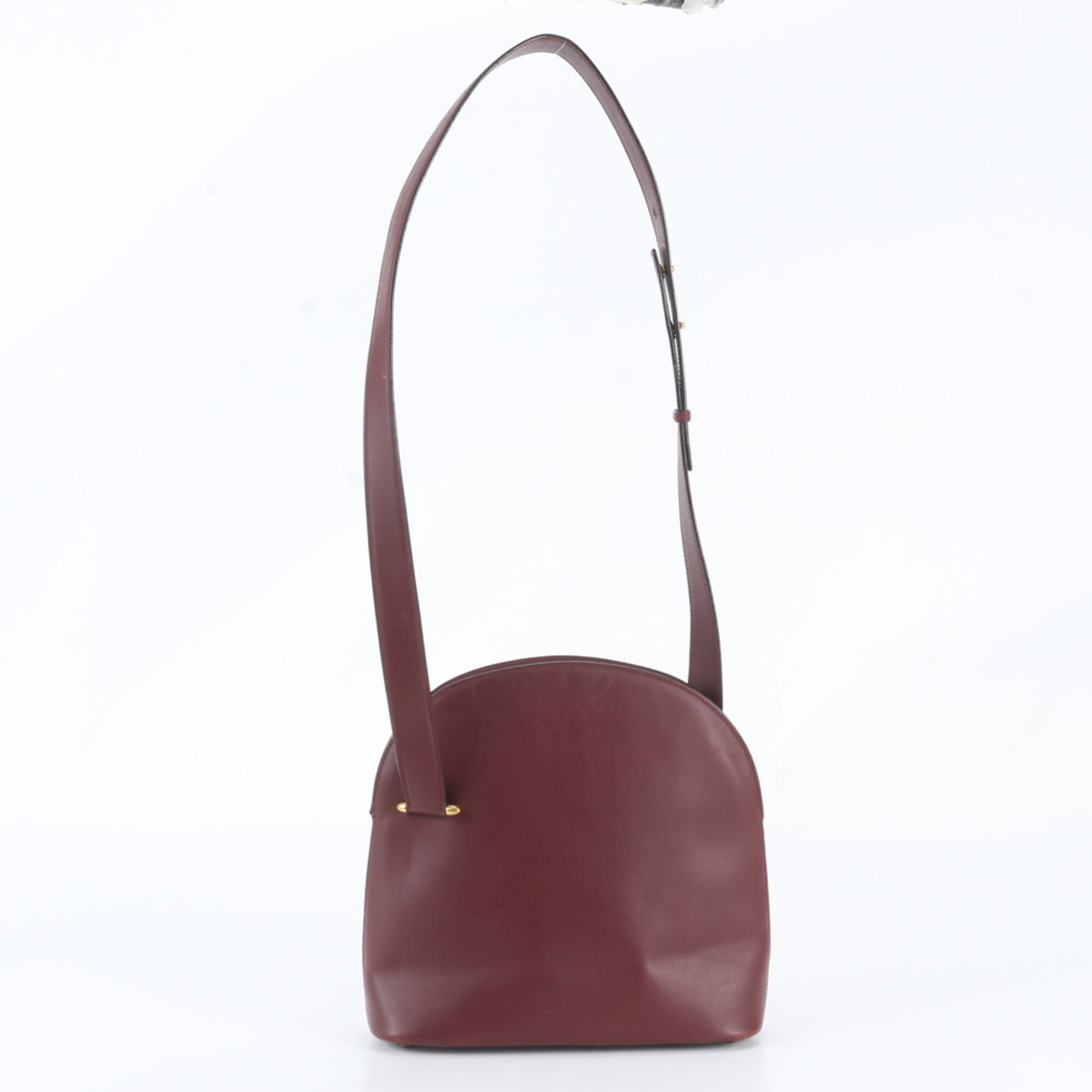 Cartier Wine Red Leather Handbag Shoulder Bag (Pre-Owned)