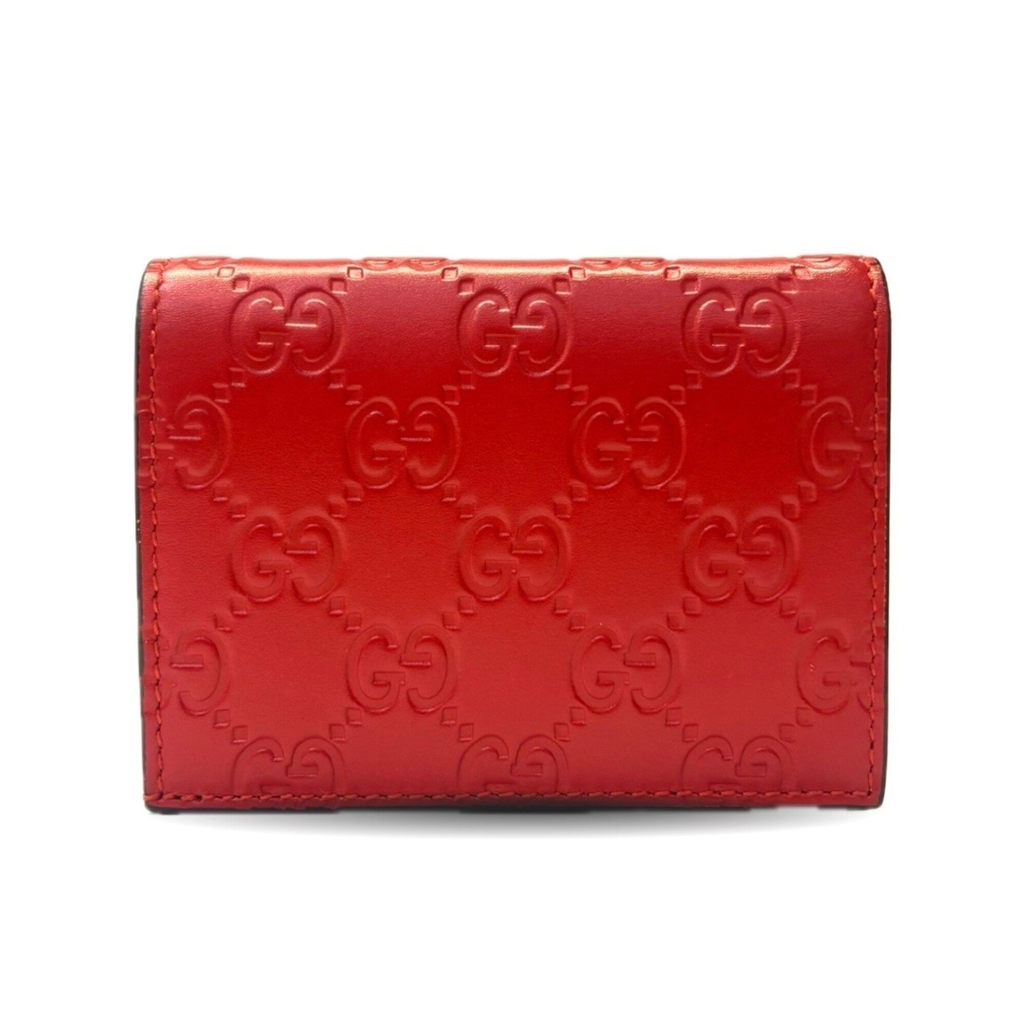 Gucci Cherry Red Red Color Leather Wallet (Bi-Fold) (Pre-Owned)