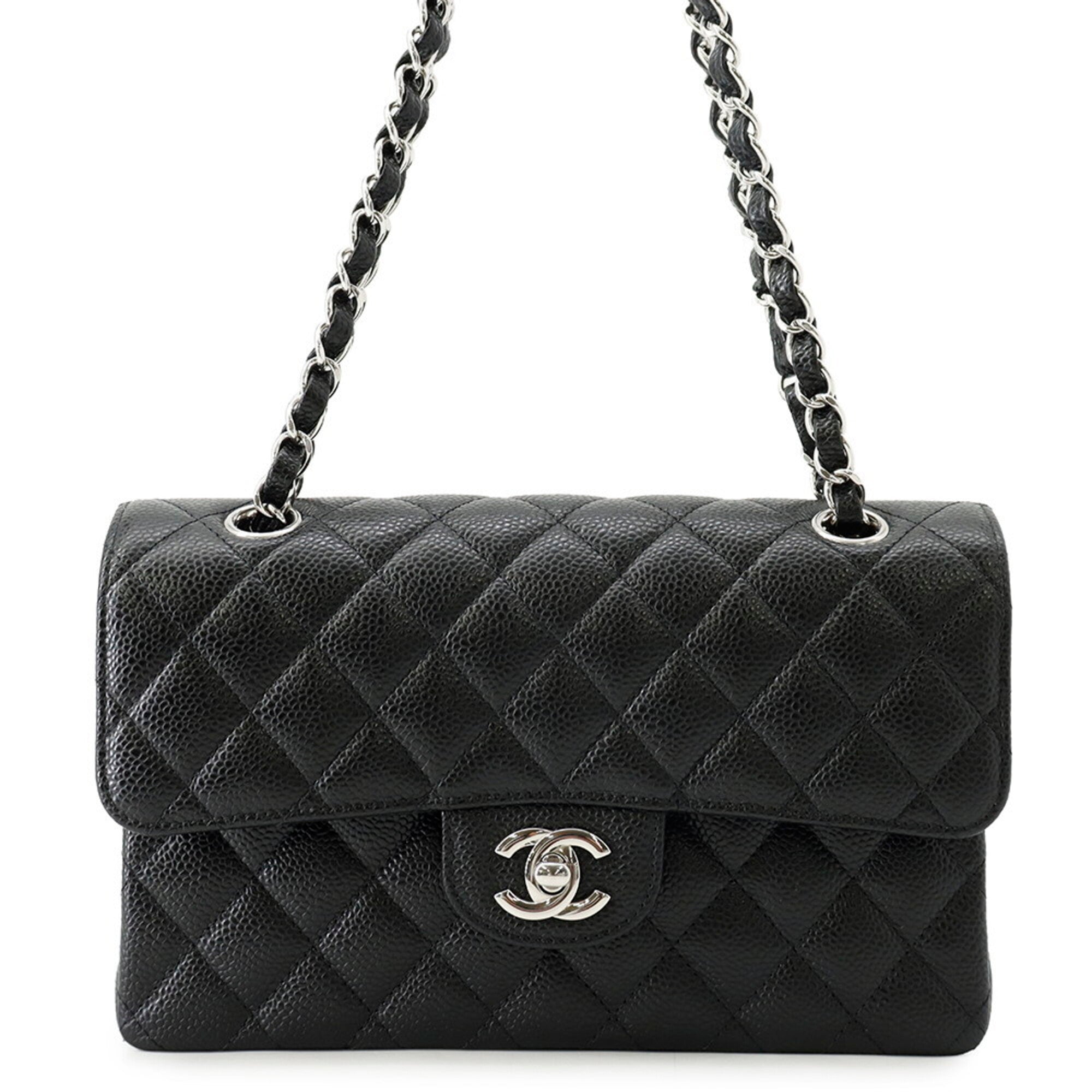 Chanel Black Grained Calfskin Handbag Shoulder Bag (Pre-Owned)