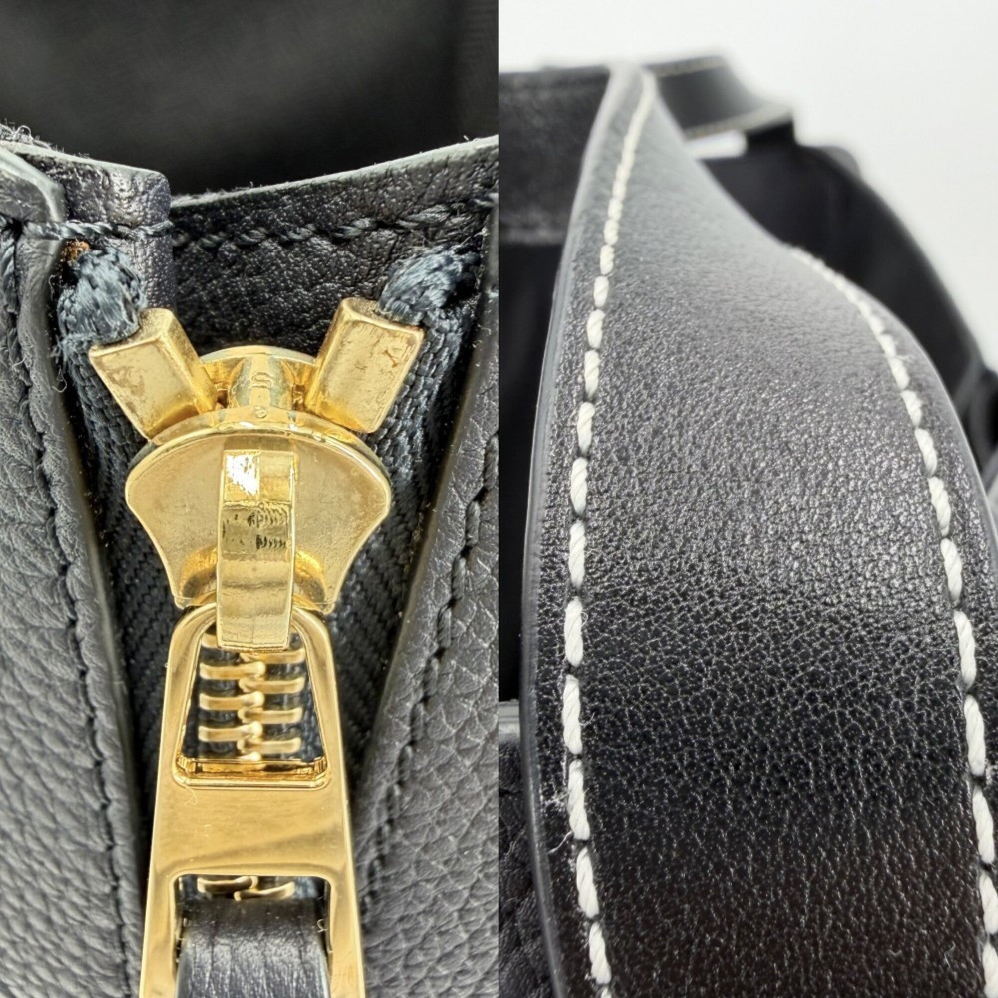 Loewe Hammock Black Dark Navy Leather Handbag Shoulder Bag Tote Bag (Pre-Owned)
