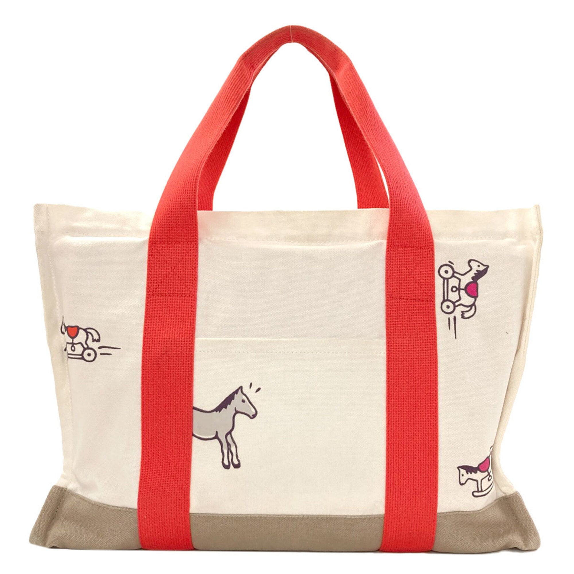 Hermes White Canvas Pouch Tote Bag (Pre-Owned)