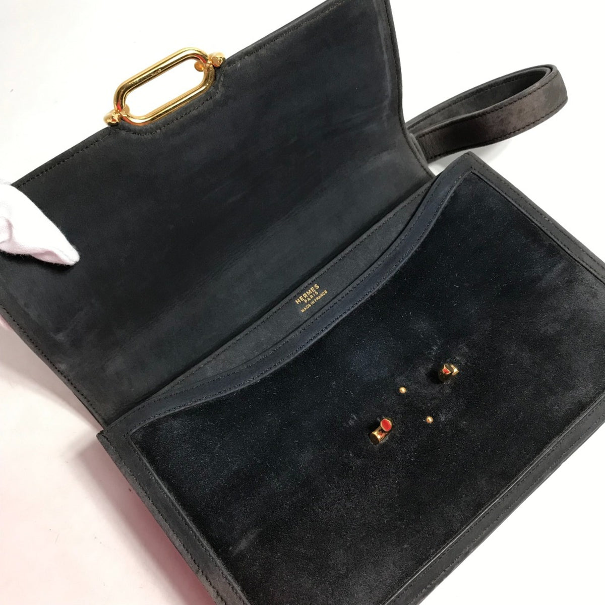 Hermes Gray Leather Shoulder Bag (Pre-Owned)