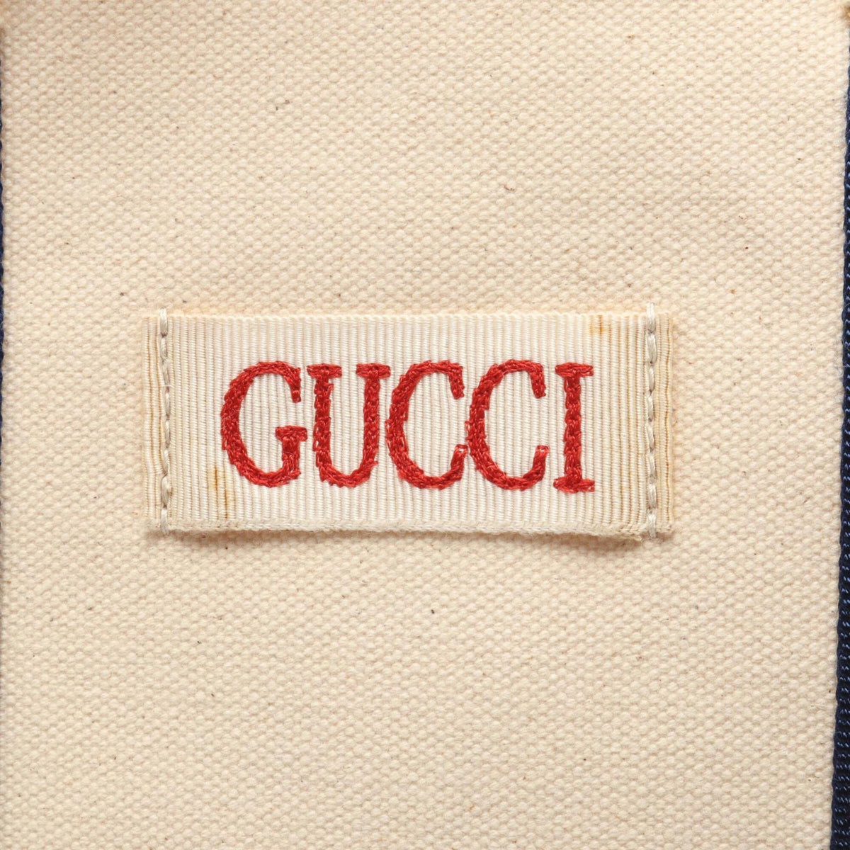 Gucci Ivory Navy Red Color Canvas Handbag Tote Bag (Pre-Owned)