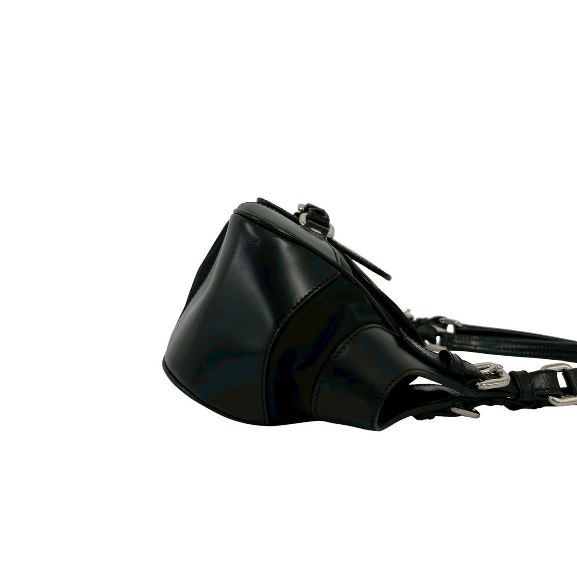 Prada Black Leather Nylon Handbag Shoulder Bag (Pre-Owned)