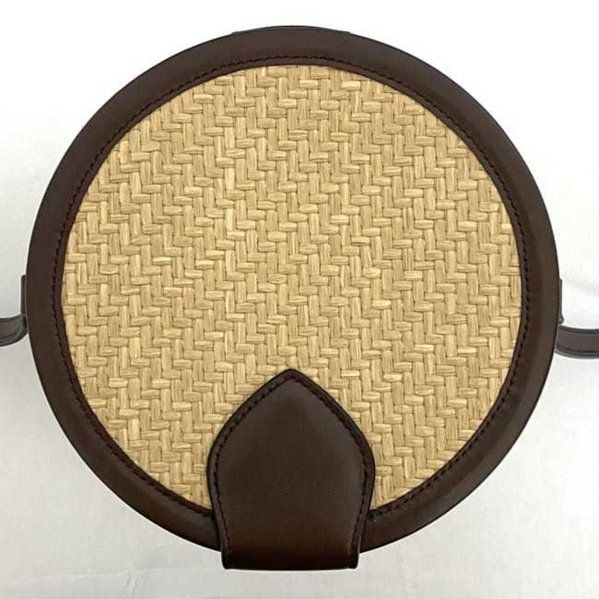 Celine Beige Brown Straw Leather Shoulder Bag (Pre-Owned)