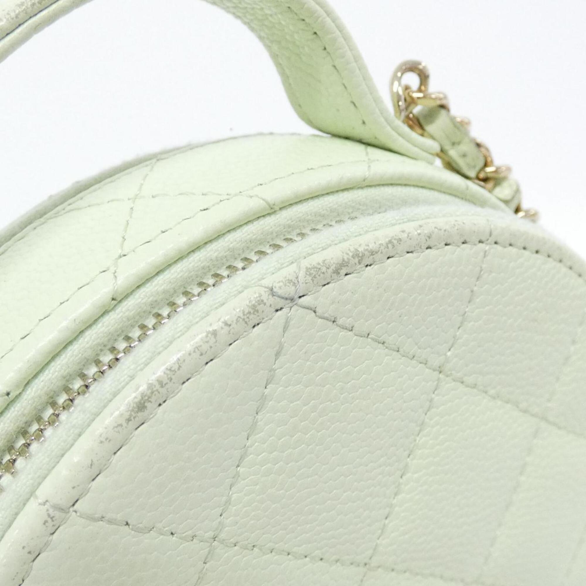 Chanel Light Green Grained Calfskin Shoulder Bag (Pre-Owned)