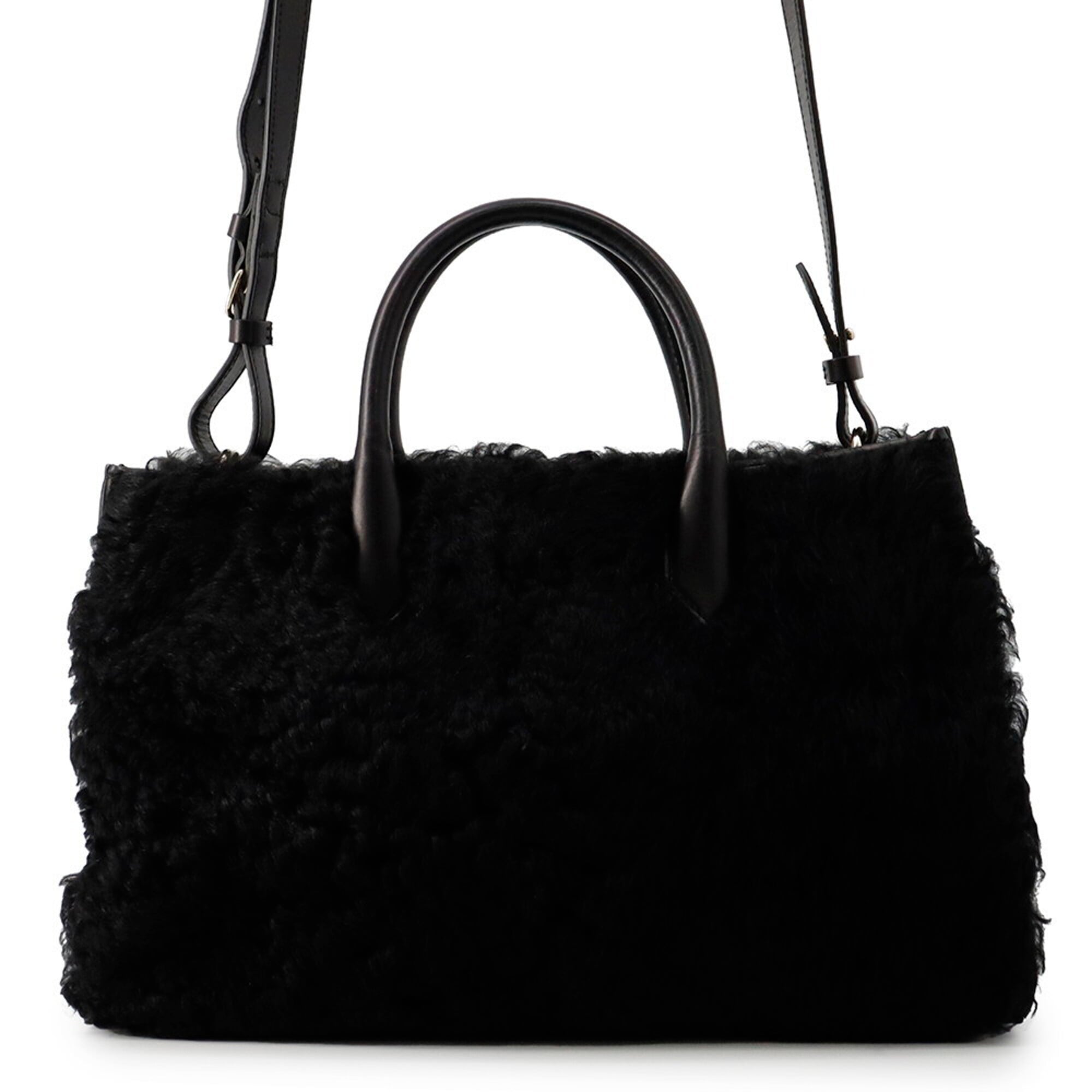 Balenciaga Black Fur Handbag Shoulder Bag (Pre-Owned)