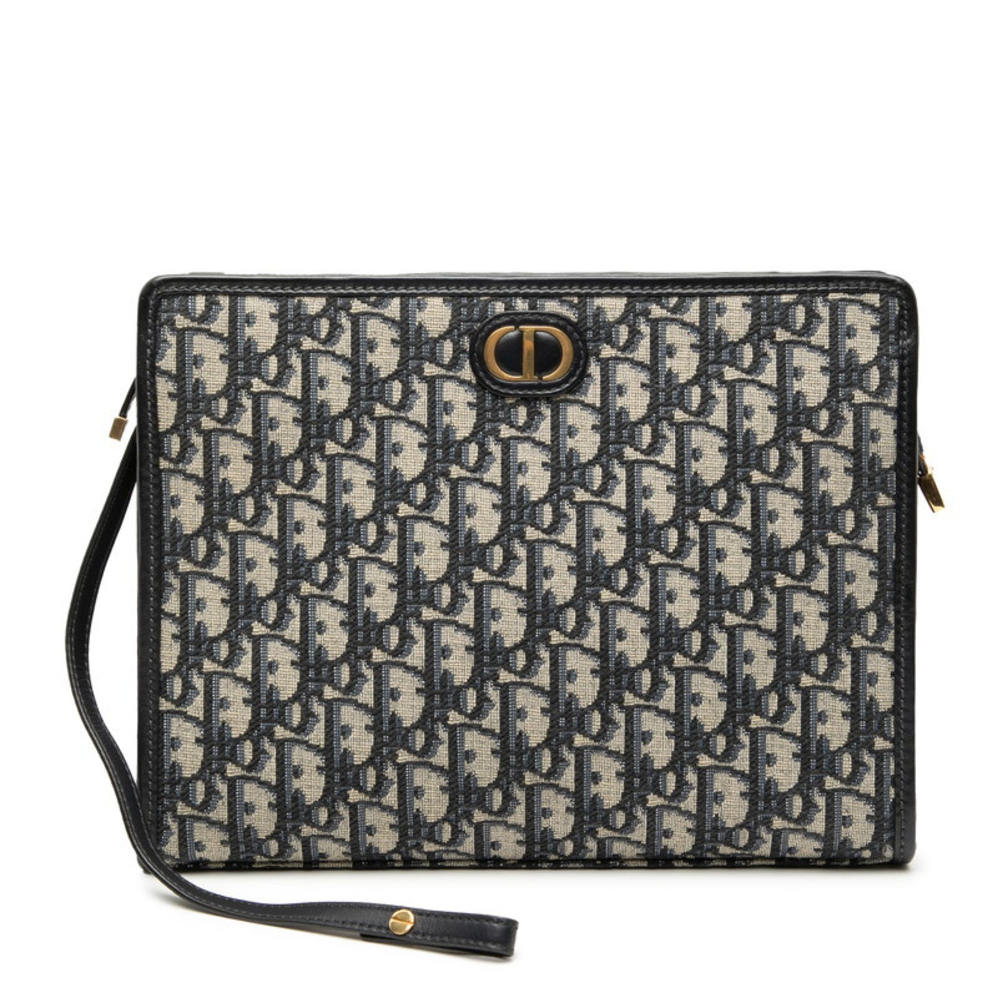 Christian Dior Navy Canvas Leather Clutch Bag (Pre-Owned)