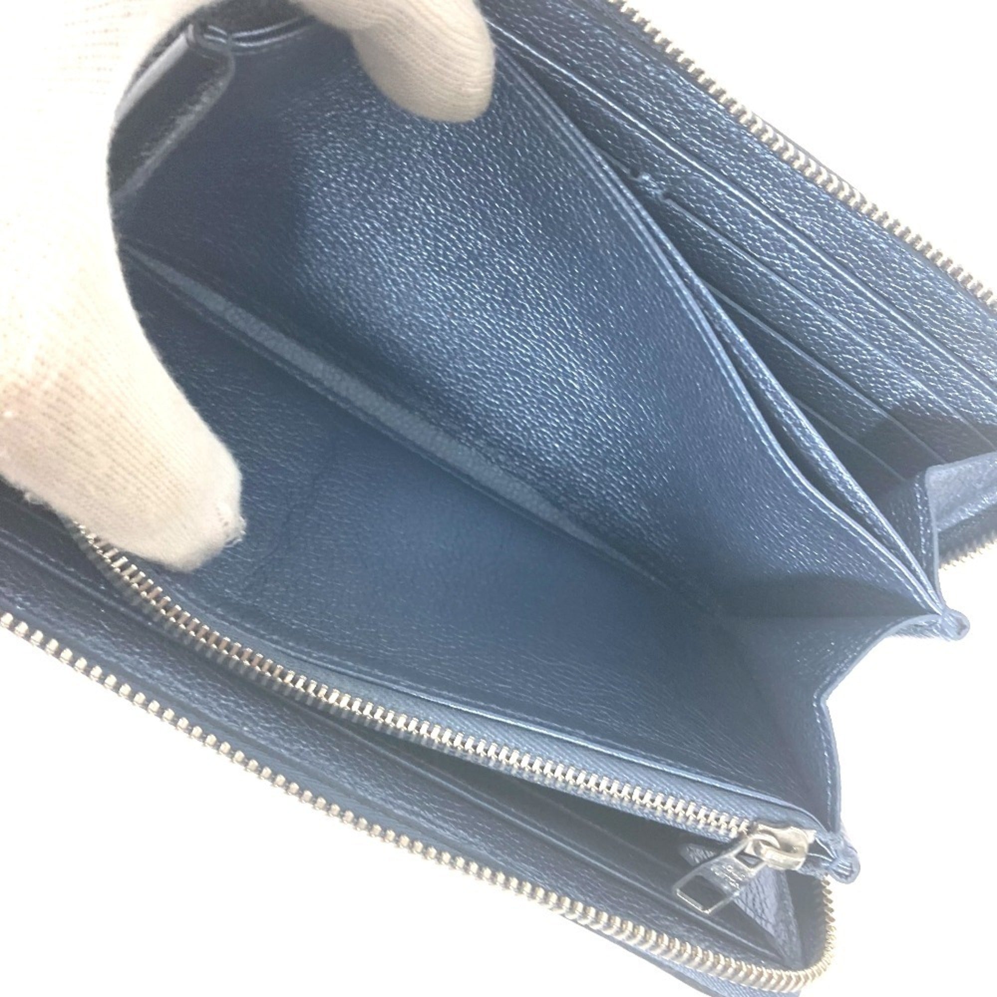 Louis Vuitton Blue Monogram Empreinte Leather Long Wallet (Bi-Fold) (Pre-Owned)