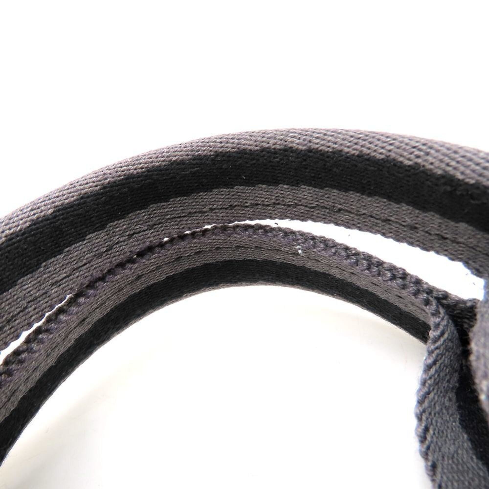 Hermes Black Gray Canvas Handbag (Pre-Owned)