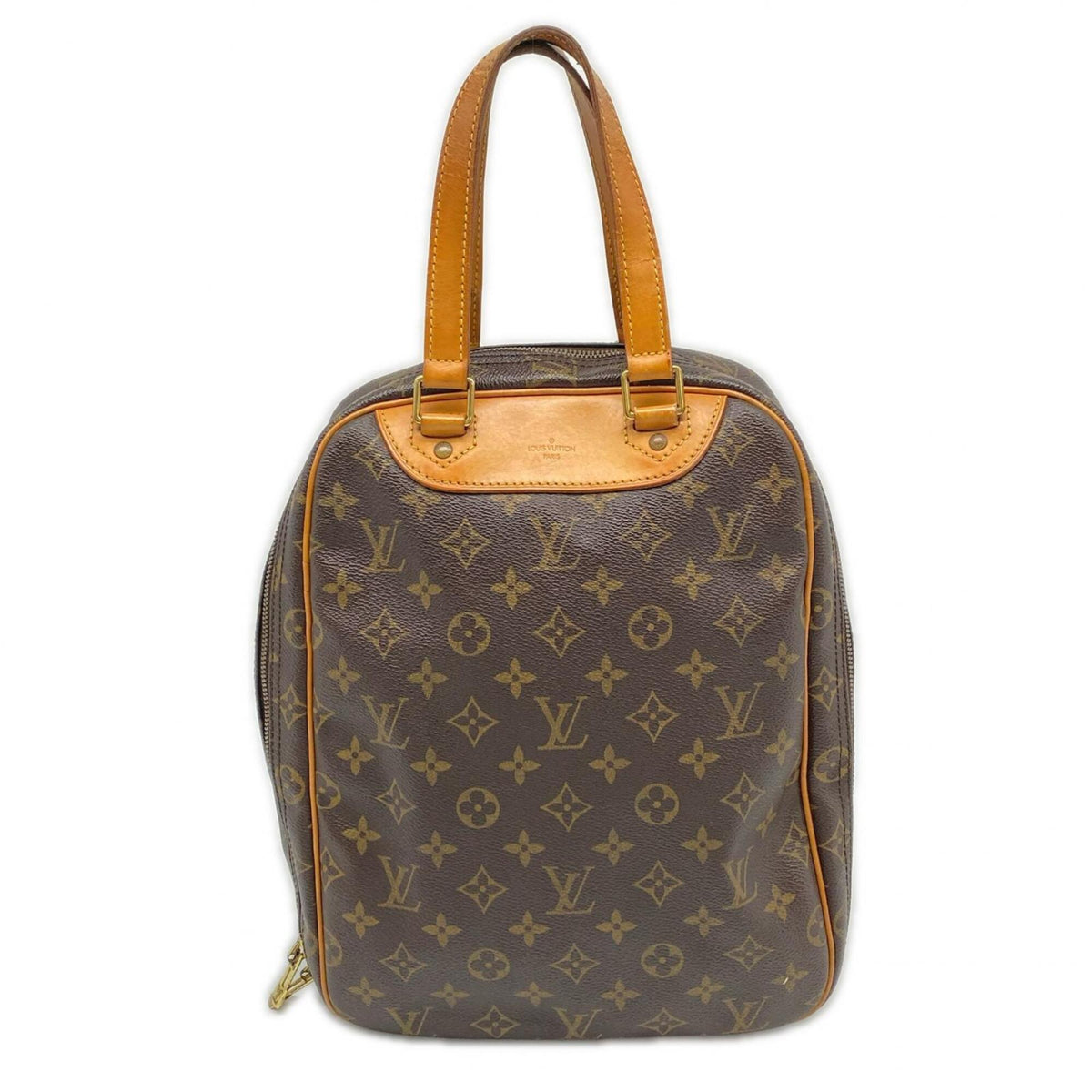 Louis Vuitton Beige Brown Monogram Coated Canvas Leather Handbag (Pre-Owned)